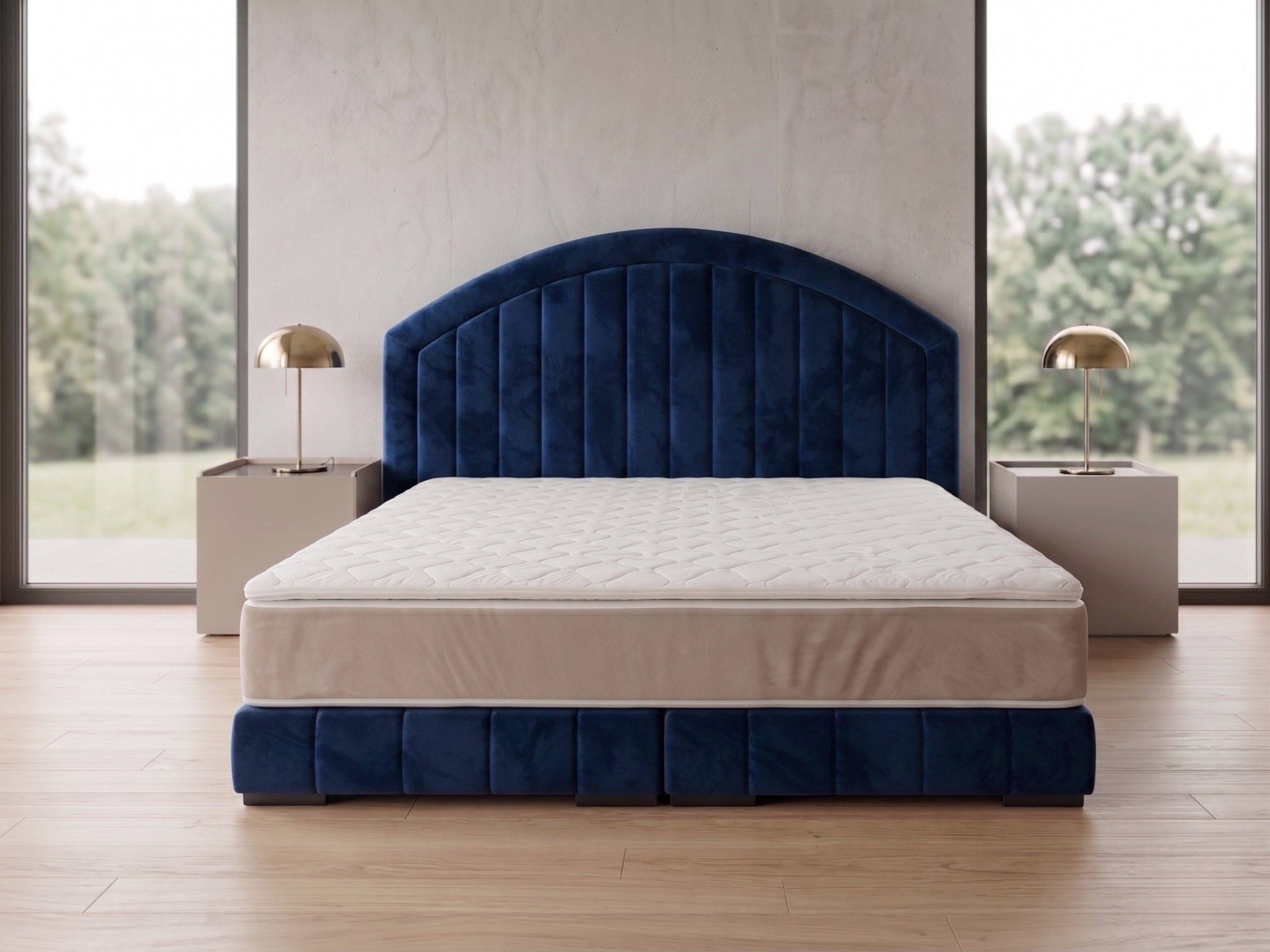 A&J MöbelLand GmbH Polsterbett LEON mit Kopfteil - Stilvolles Bettgestell für Ihr Schlafzimmer (Länge: 209 cm, Höhe Kopfteil: 110 cm, 4 Kopfteil-Varianten, 7 Größen zur Auswahl, Modernes Design, TOP ANGEBOT!, Inklusive Bettgestell), Komplettgestell-Set