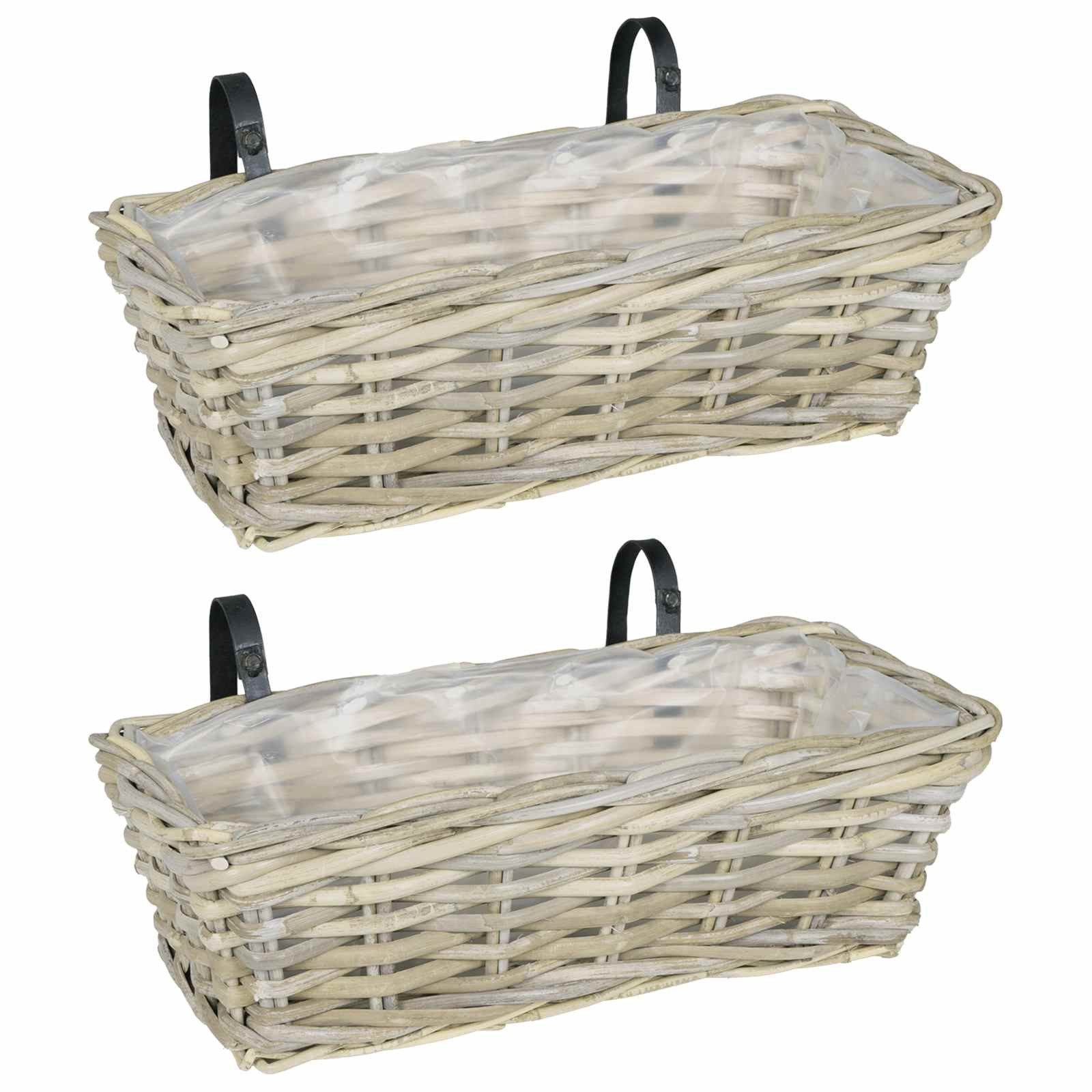 vidaXL Aufbewahrungskorb Hängender Blumentopf Korb GENDT 2 stk. Natürliches Grau (2 St)