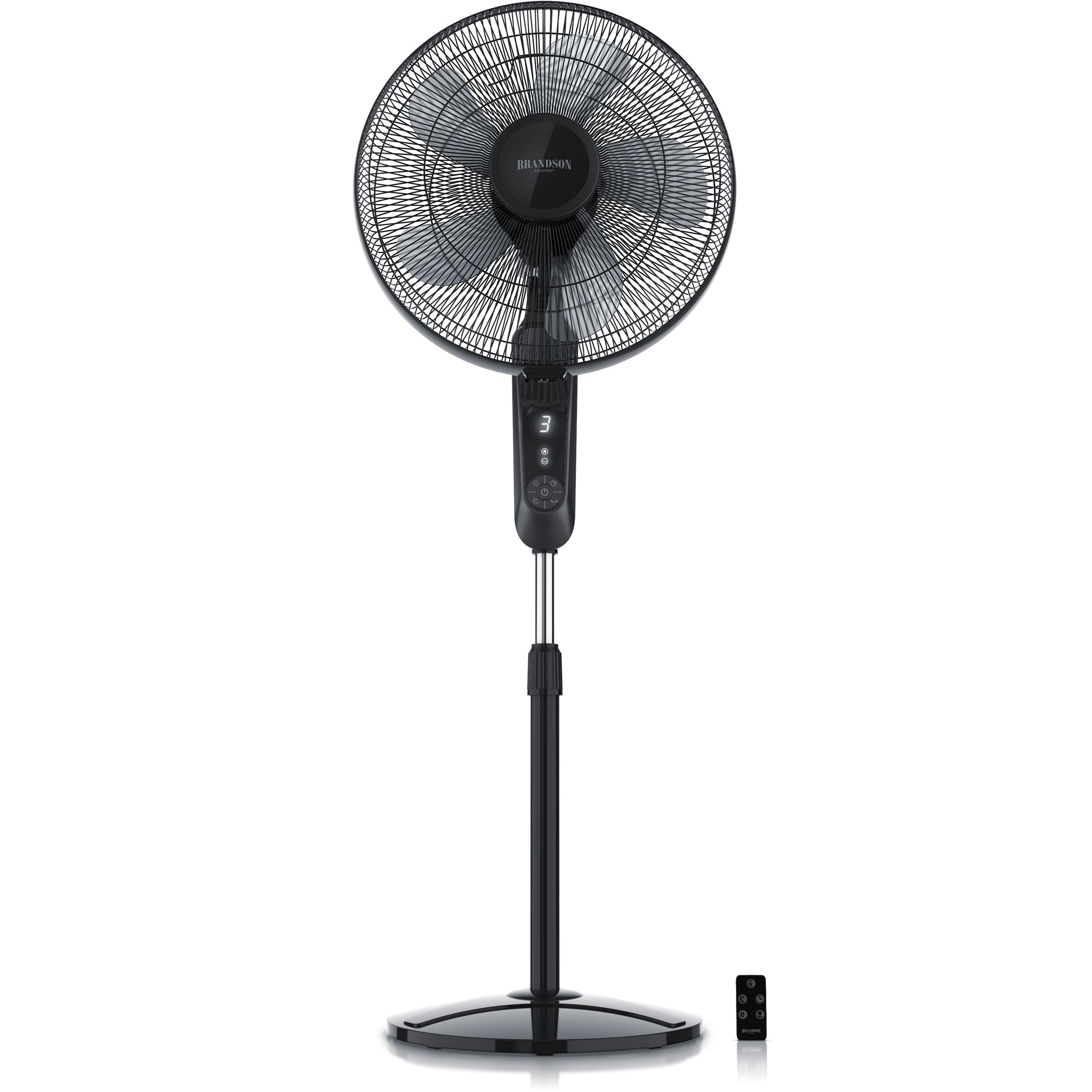 Brandson Standventilator, 40 cm Durchmesser, Fernbedienung, Display, Oszillation, 60 Watt, Höhe & Kopf verstellbar