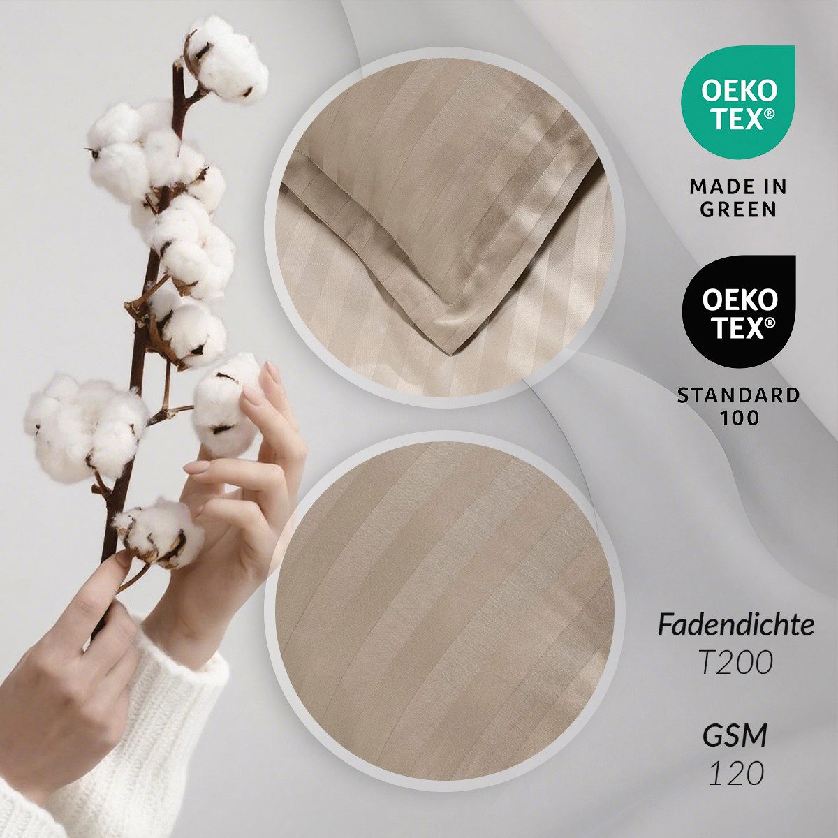 Pure cottom Bettwäsche Satin-Bettwäsche taupe, Baumwoll-Satin, verschiedene günstig online kaufen