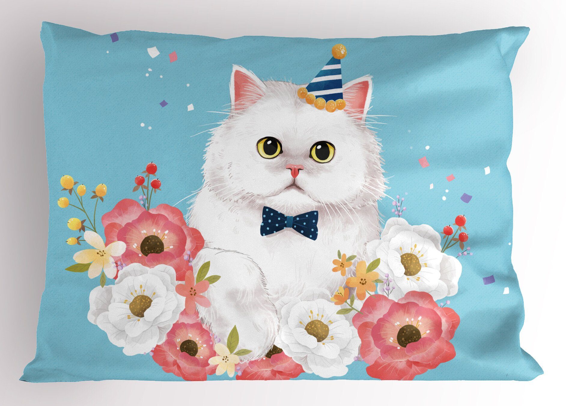 Kissenbezüge Dekorativer Standard King Size Gedruckter Kissenbezug, Abakuhaus (1 Stück), Süße Katze Grafische Fluffy Kätzchen-Party