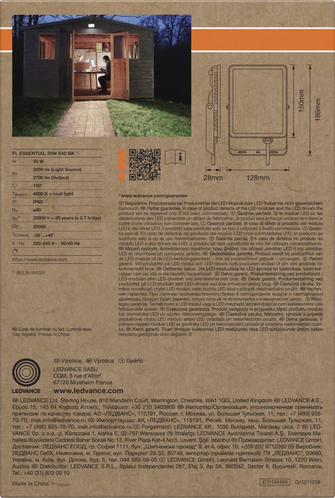 Osram Außen-Wandleuchte Osram LED-Außenleuchte Floodlight Essential 18,6, Inkl. Leuchtmittel, Nicht dimmbar ohne Bewegungsmelder
