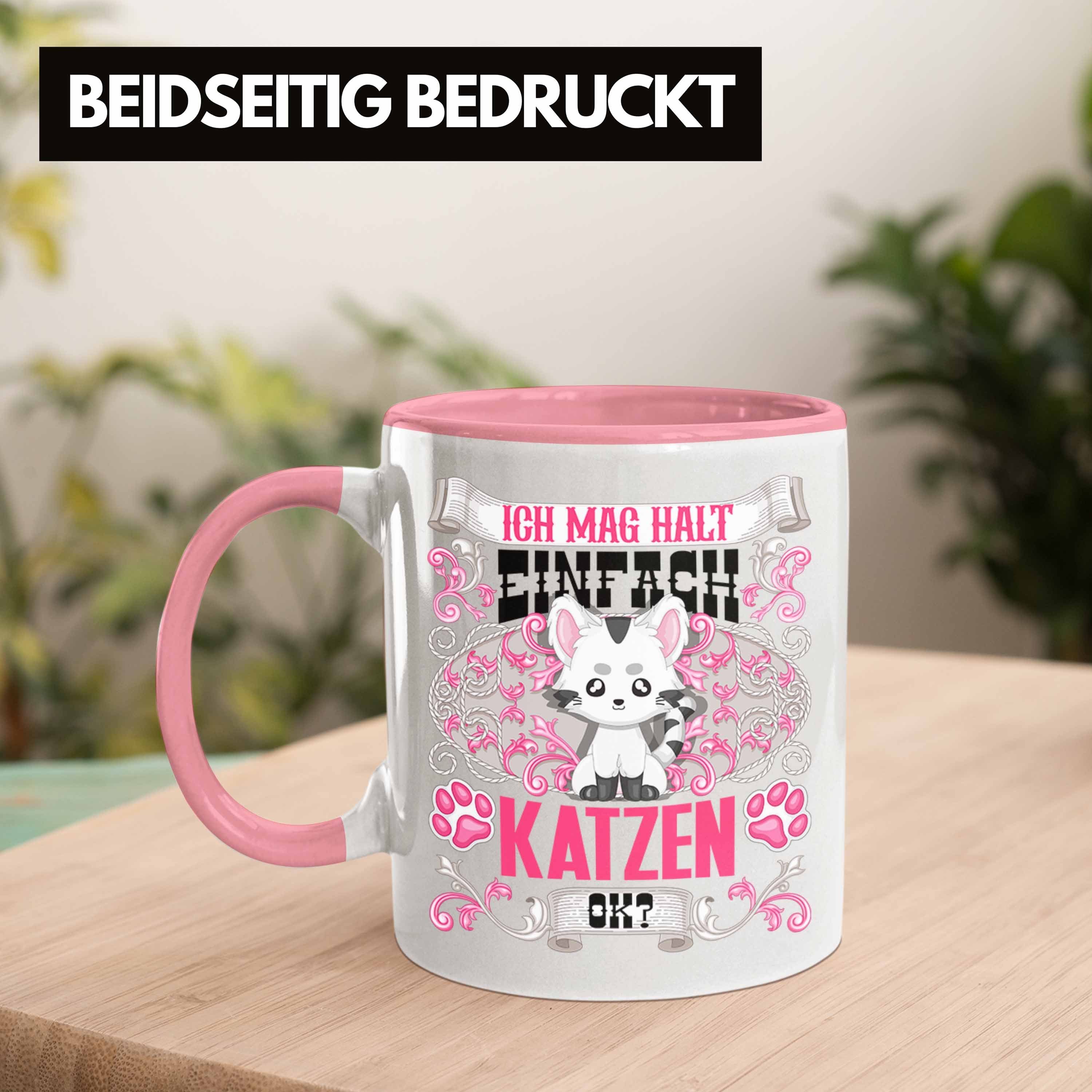 Trendation Katzen Trendation Besitzer Tasse - Spruch Katzen Tasse Rosa Mama Geschen Geschenk