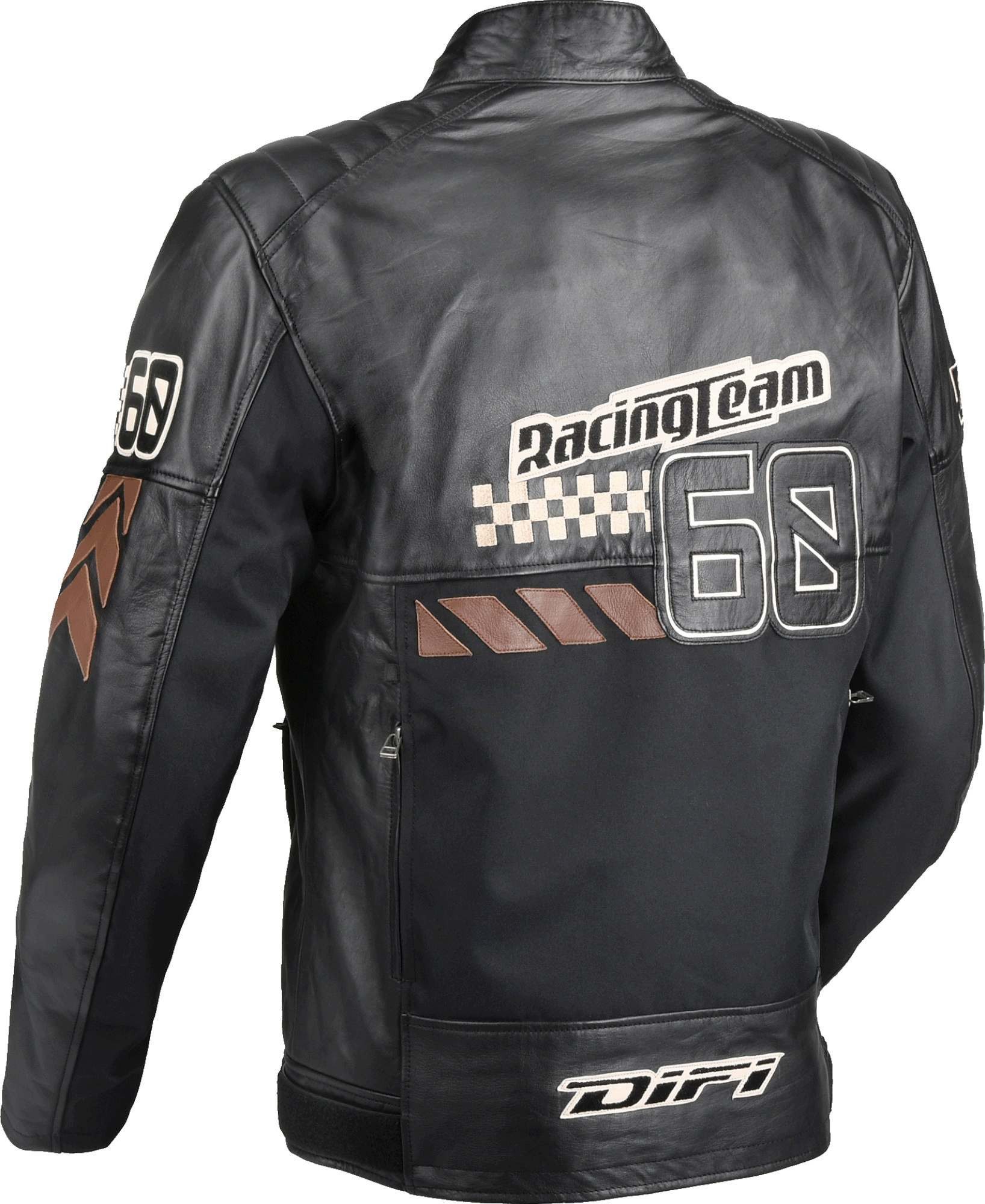 DIFI Motorradjacke Iconic Motorrad Lederjacke Rückenprotektor vorbereitet,Atmungsaktiv,Verbindungsreißverschlus