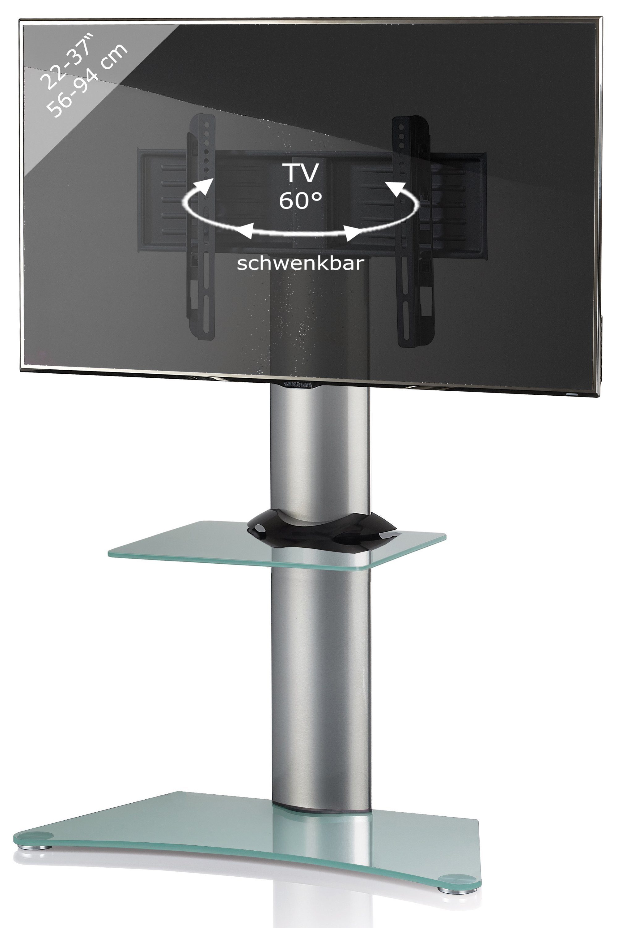 (1-tlg) Standfuß Ständer VCM Alu Rack Findal Möbel ZW Mattglas TV TV-Ständer, Glas