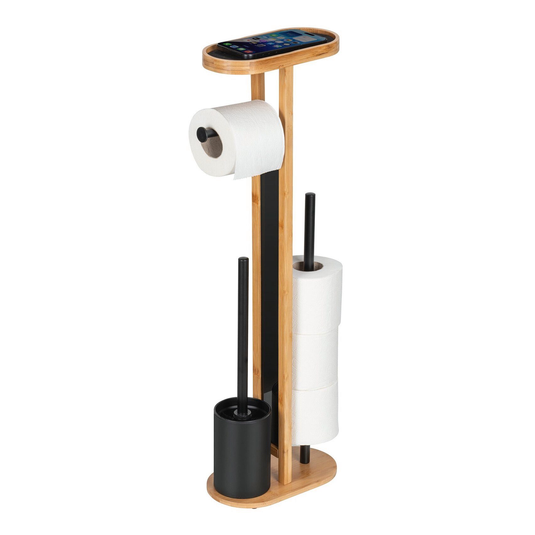 WENKO Toilettenpapierhalter WC-Ständer 4in1 WENKO OREA mit Ablage für das Telefon