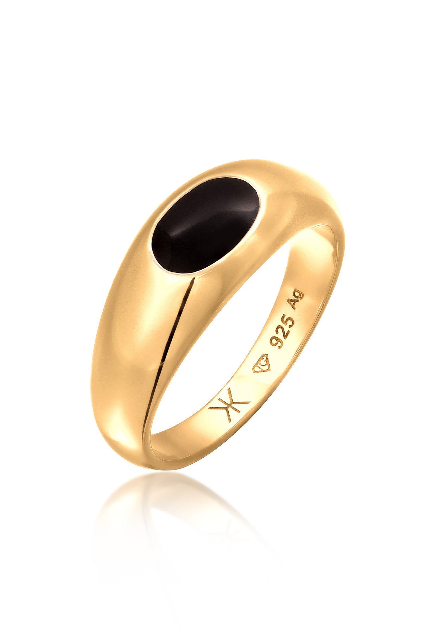 Kuzzoi Siegelring Siegelring Emaille Oval 925 Sterling Silber