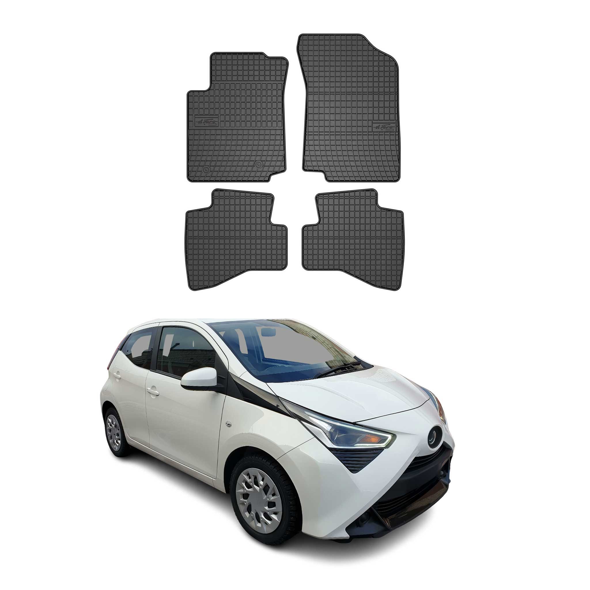 Auto-Fußmatten für Toyota Aygo 2014-2022 Gummimatten Schwarz