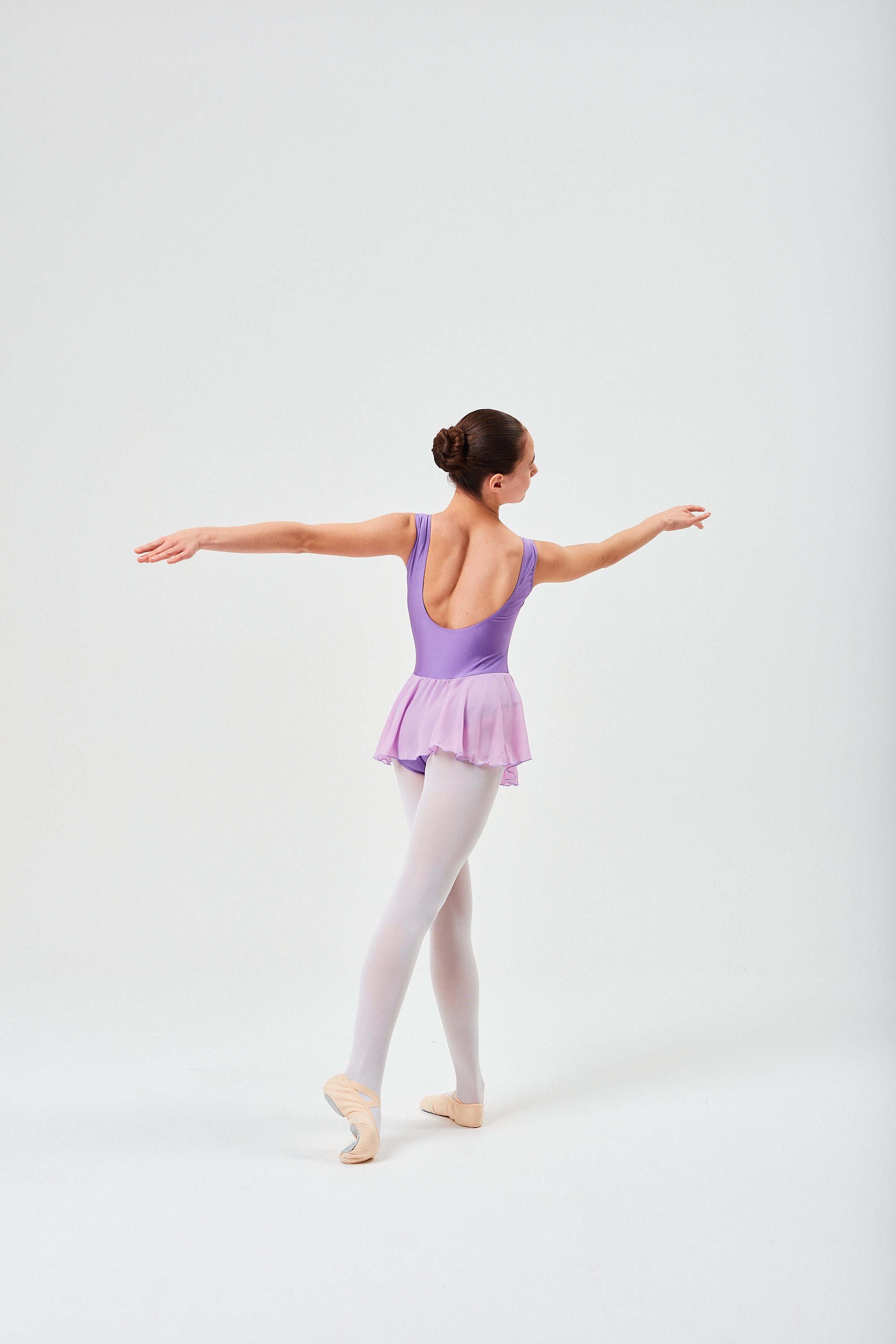 tanzmuster Chiffonkleid Ballettkleid Chiffonrock Polly für lavendel mit Lycra Trikot aus Mädchen Ballett glänzendem