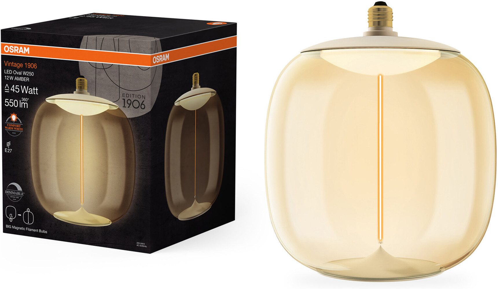 Osram LED-Filament Vintage 1906 Big Oval, E27, 1 St., Warmweiß