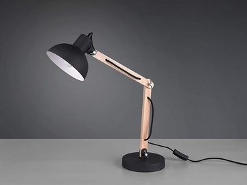 meineWunschleuchte LED Nachttischlampe, Dimmfunktion, LED wechselbar, Warmweiß, große mit Holz & Lampenschirm, Schreibtischkampe Leselampe Bett H 50cm