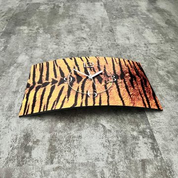 dixtime Wanduhr Animalprint Fell Tiger Designer Wanduhr modernes Wanduhren Design (Einzigartige 3D-Optik aus 4mm Alu-Dibond)