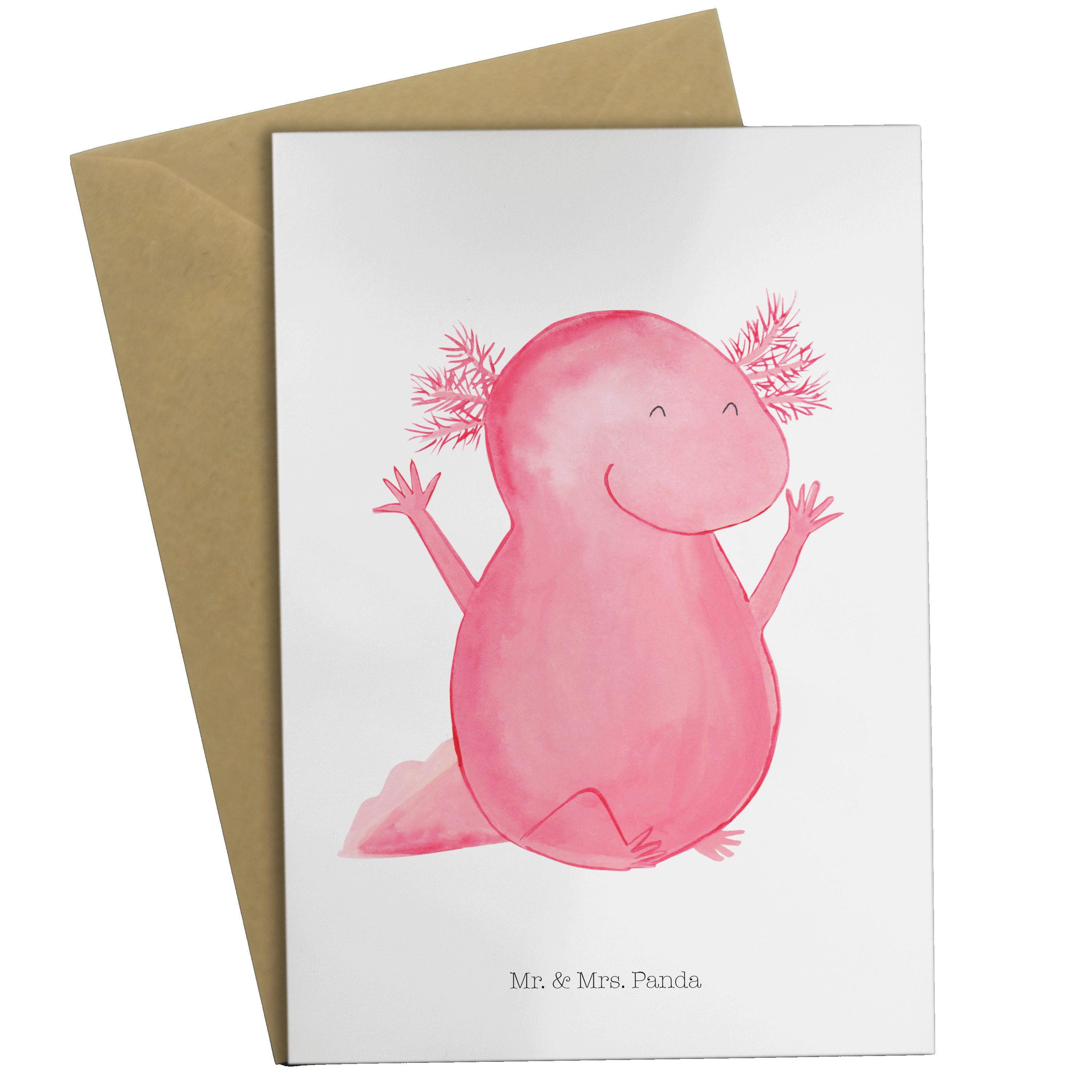 Mr. & Schwanzlurch, fröhli Axolotl Mrs. Hochzeitskarte, - Weiß Geschenk, Panda Grußkarte - Hurra