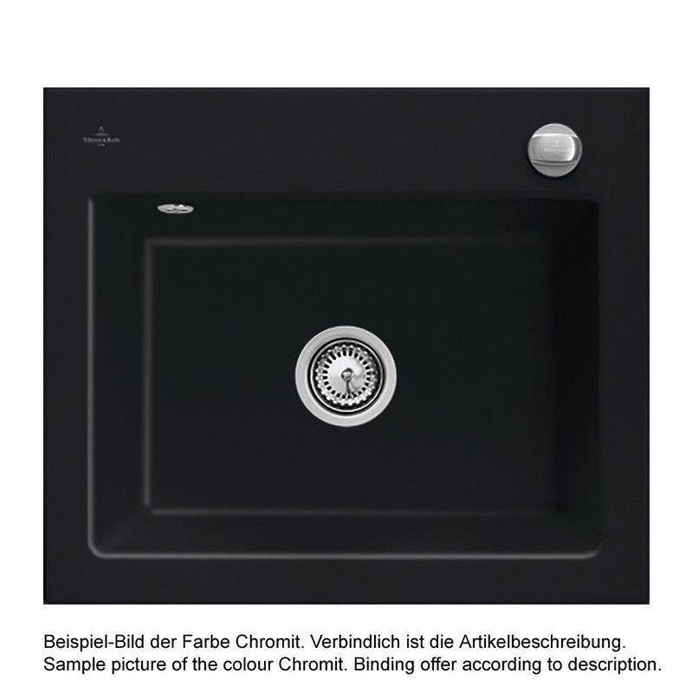 Villeroy & Boch Chromit Küchenspüle Flat, Villeroy 50 (glänzend) Premiumline flächenbündig J0 & 49/49 Siluet cm Einbaubecken S Boch