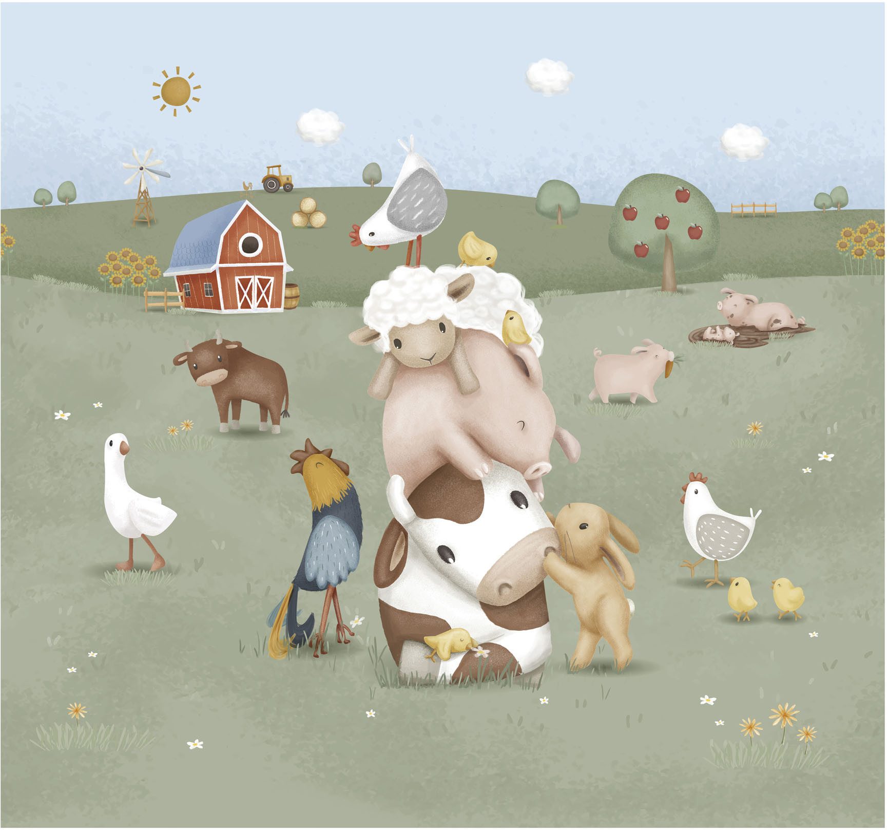 LITTLE DUTCH Vliestapete Little Farm, glatt, neutral, (1 St), 280x300cm (LxB) ca. 8,4m2