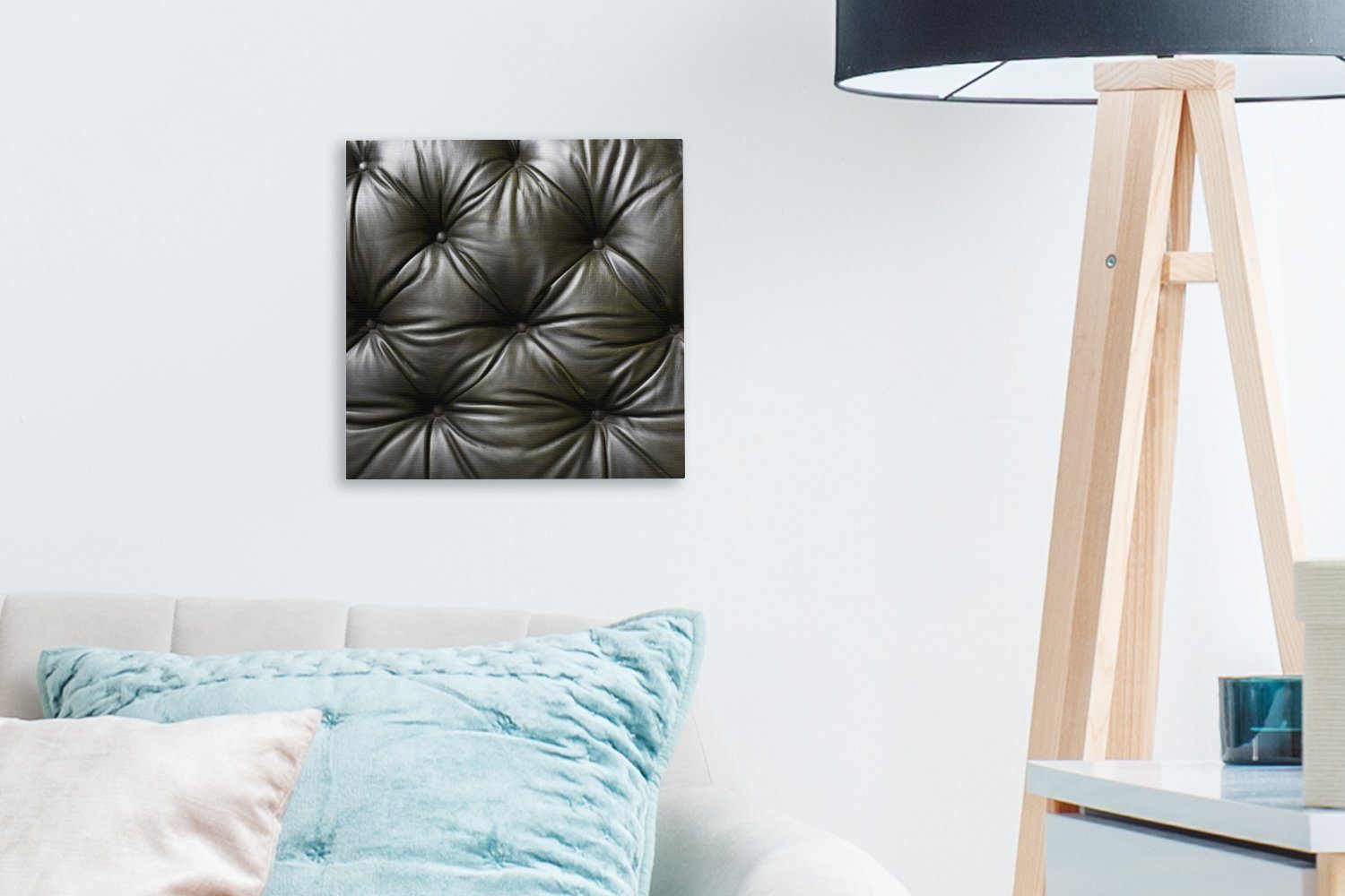 (1 St), Leinwandbild Bilder Schlafzimmer Ledersofas, Eine eines Leinwand Wohnzimmer OneMillionCanvasses® für Nahaufnahme