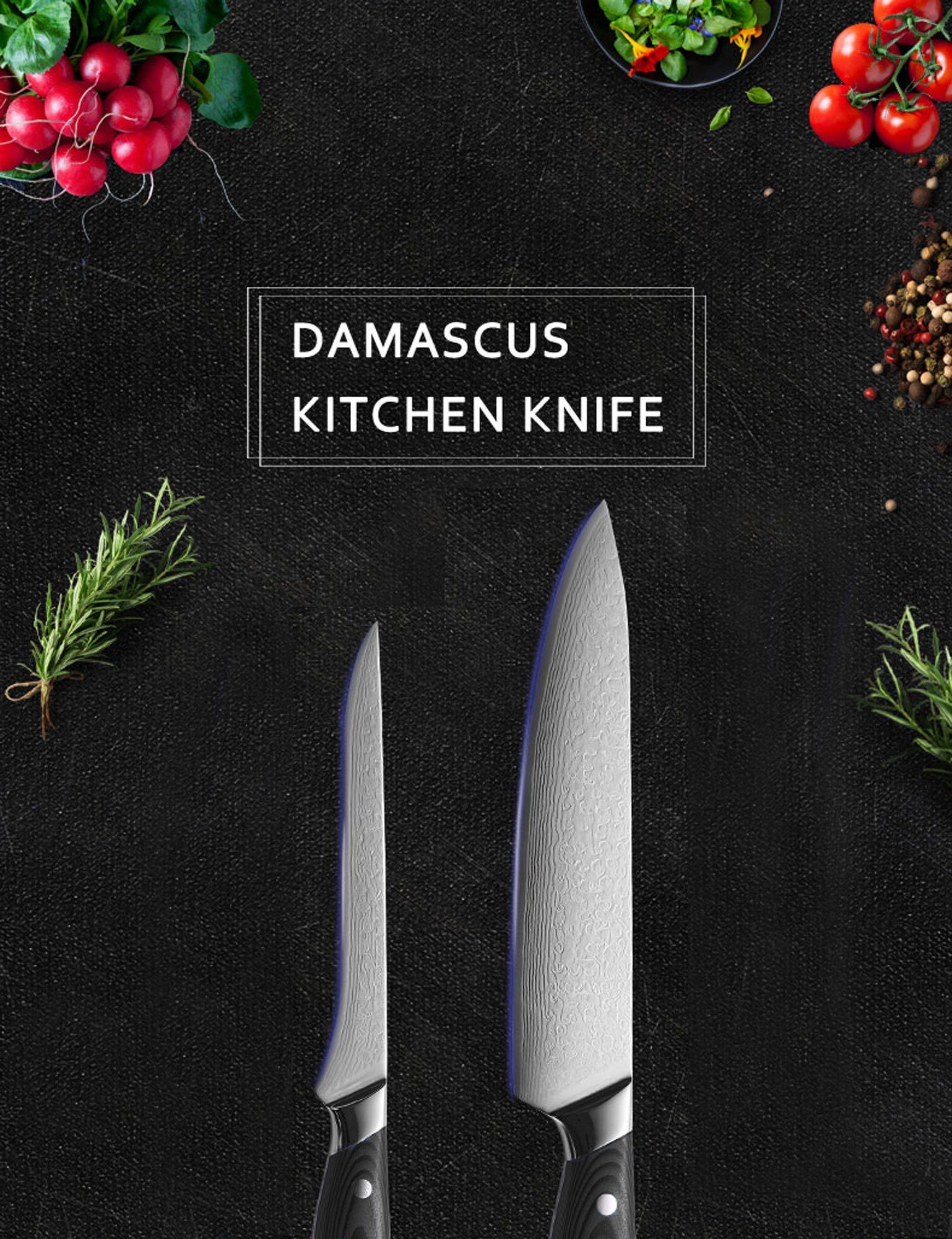 Muxel Messer-Set Messer Set Damaskus Kochmesser und Ausbeinmesser Chef Knife and Bornig (nein, 1-tlg)
