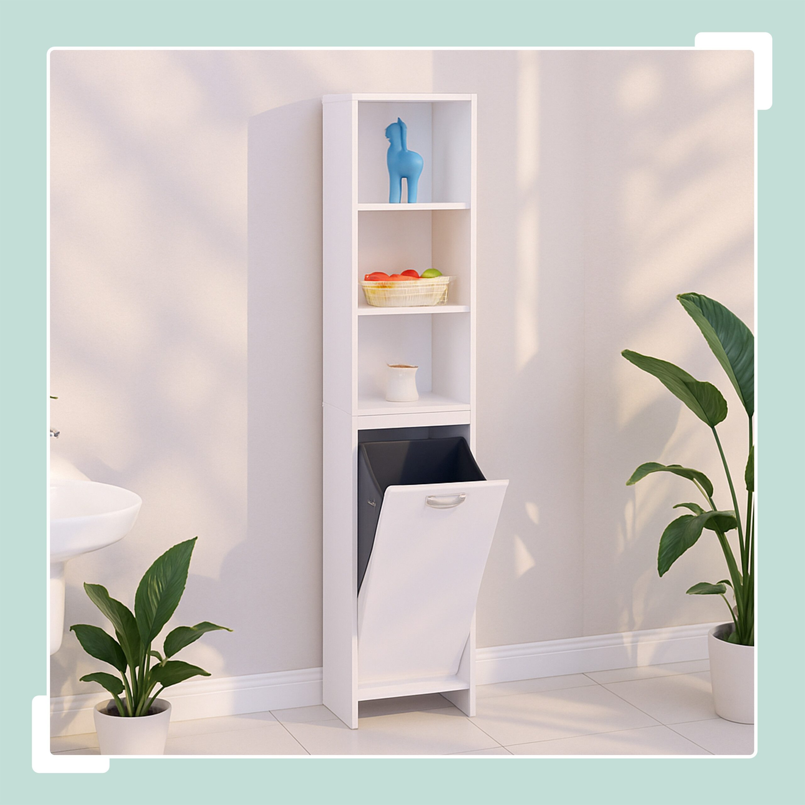 relaxdays Wäscheschrank mit 44 l Wäschesack (1-St) – Bild 2 von 5