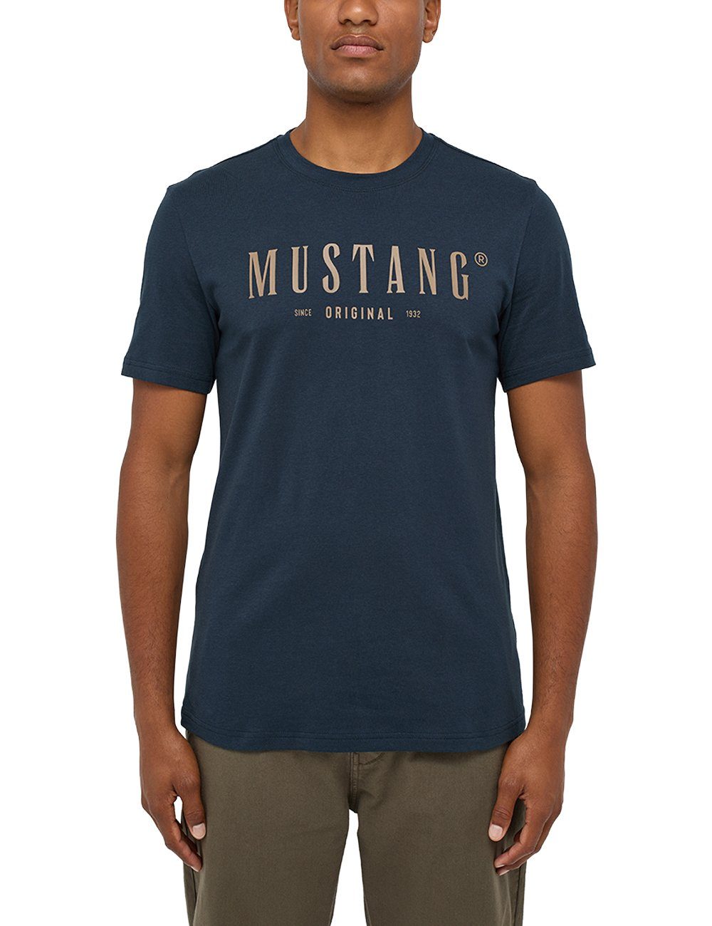 MUSTANG Mustang Print-Shirt navy Kurzarmshirt