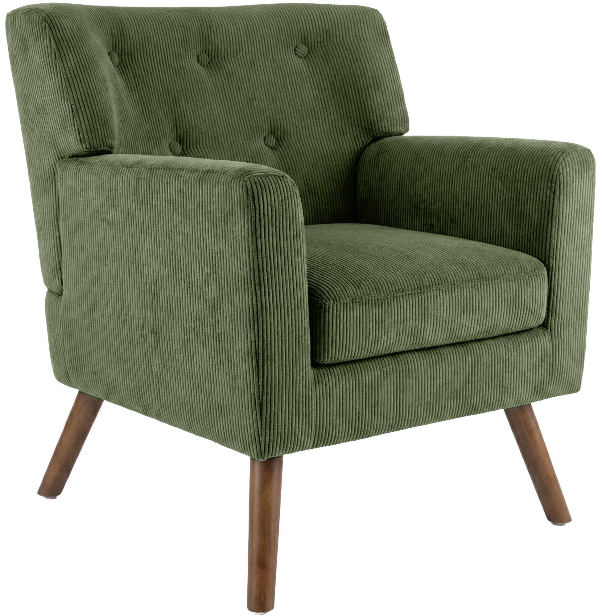 CLP Loungesessel Kioni (1er), Cordbezug, Kautschukholz, bis 150 kg belastbar