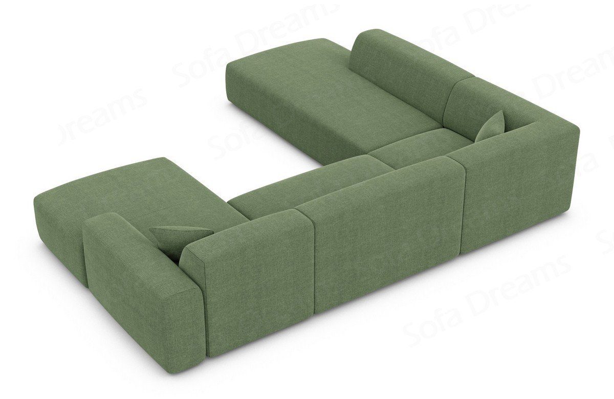 Lounge grün39 Loungesofa U-Form Dreams Sofa Wohnlandschaft Stoffsofa Sofa U Modern, Designer Strukturstoff Mallorca