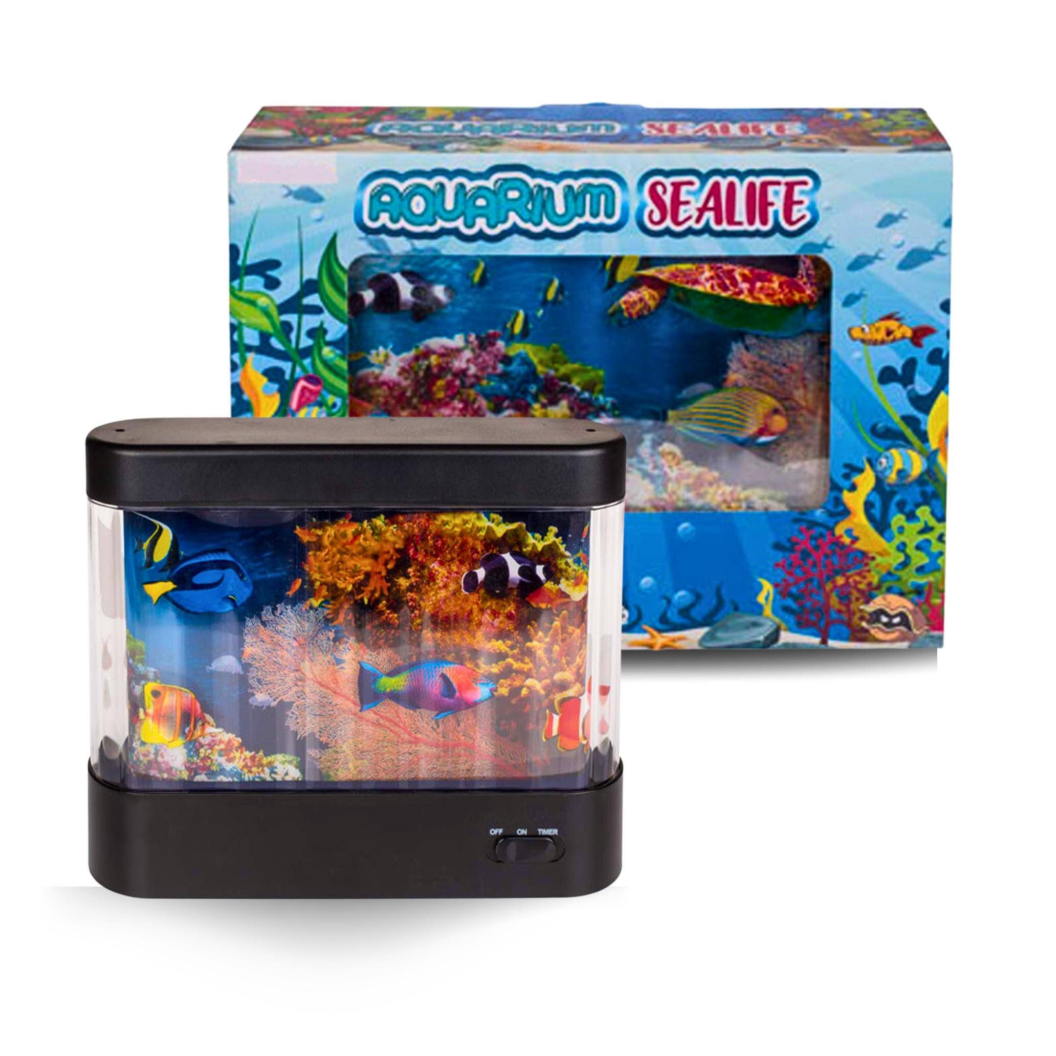 Bada Bing LED Dekolicht Aquarium Für Kinder Fishtank Unterwasserwelt Sealife Lampe, LED fest integriert, 360° Drehung, Timerfunktion