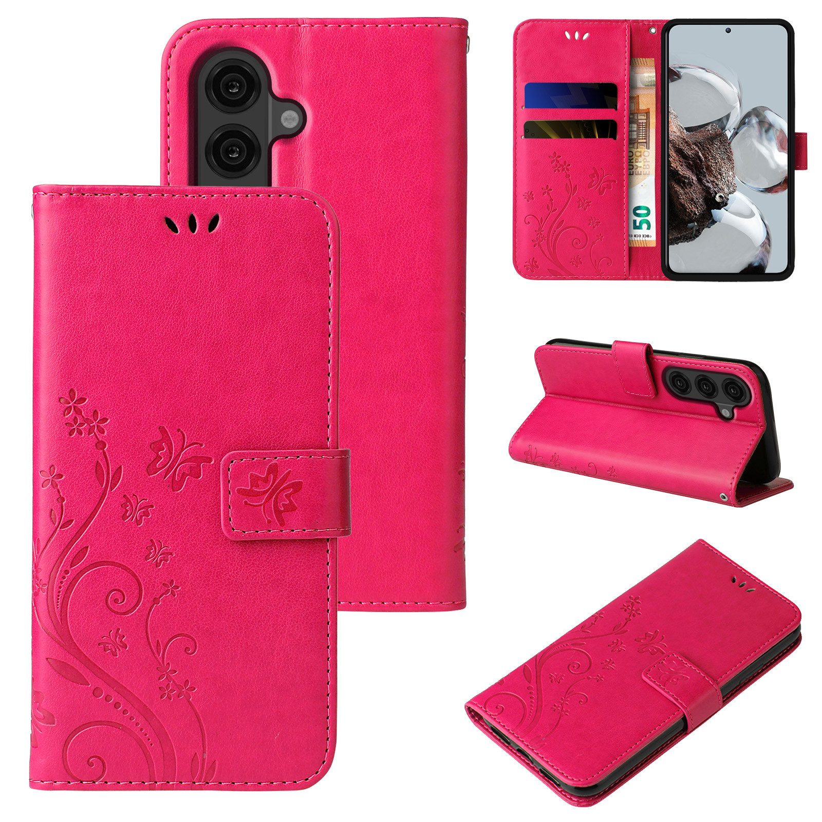 Tec-Expert Handyhülle Cover Tasche Hülle für Samsung Galaxy S26, Klapphülle Case mit Kartenfach Fliphülle aufstellbar, Motiv Blumen
