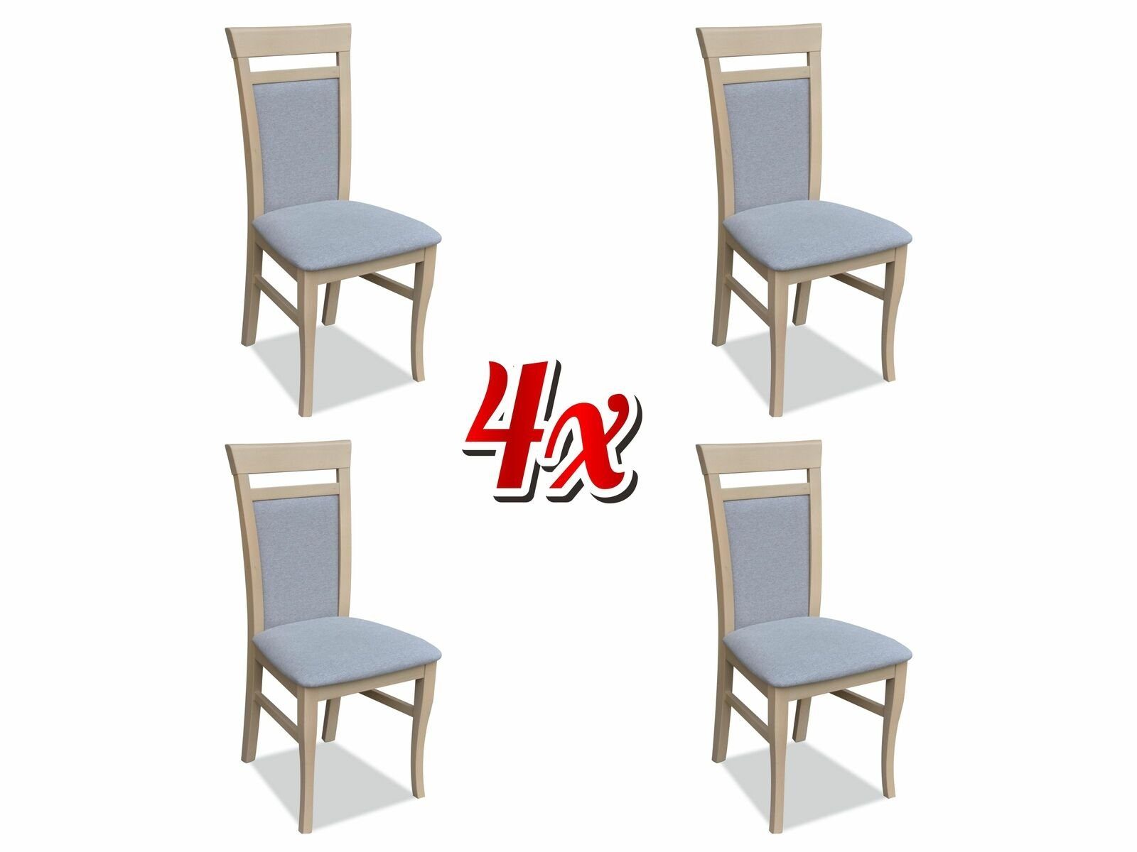 JVmoebel Stuhl, Set 4x Design Stuhl Textil Lehnstuhl Polster Stühle Gastro Esszimmer Holz Stoff
