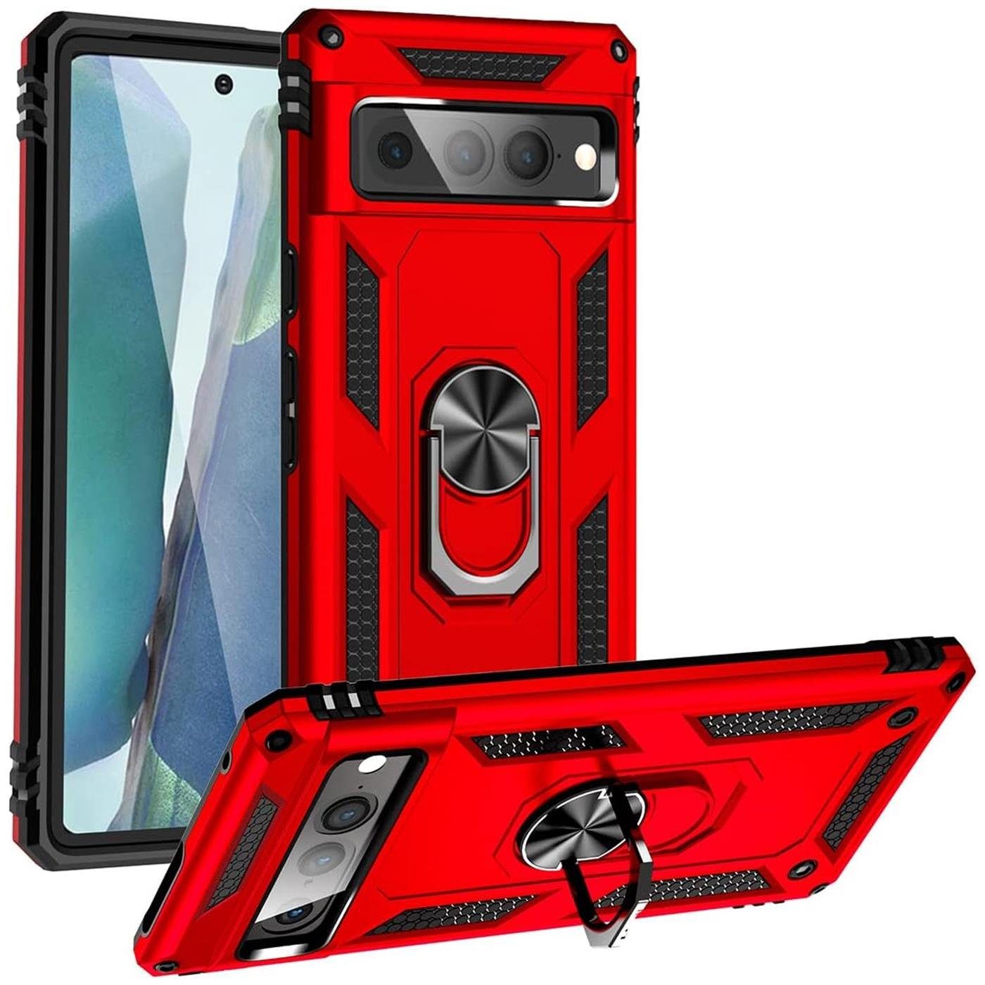 CoolGadget Handyhülle Armor Shield Case für Google Pixel 7 Pro 6,7 Zoll, Outdoor Cover Magnet Ringhalterung Handy Hülle für Pixel 7 Pro