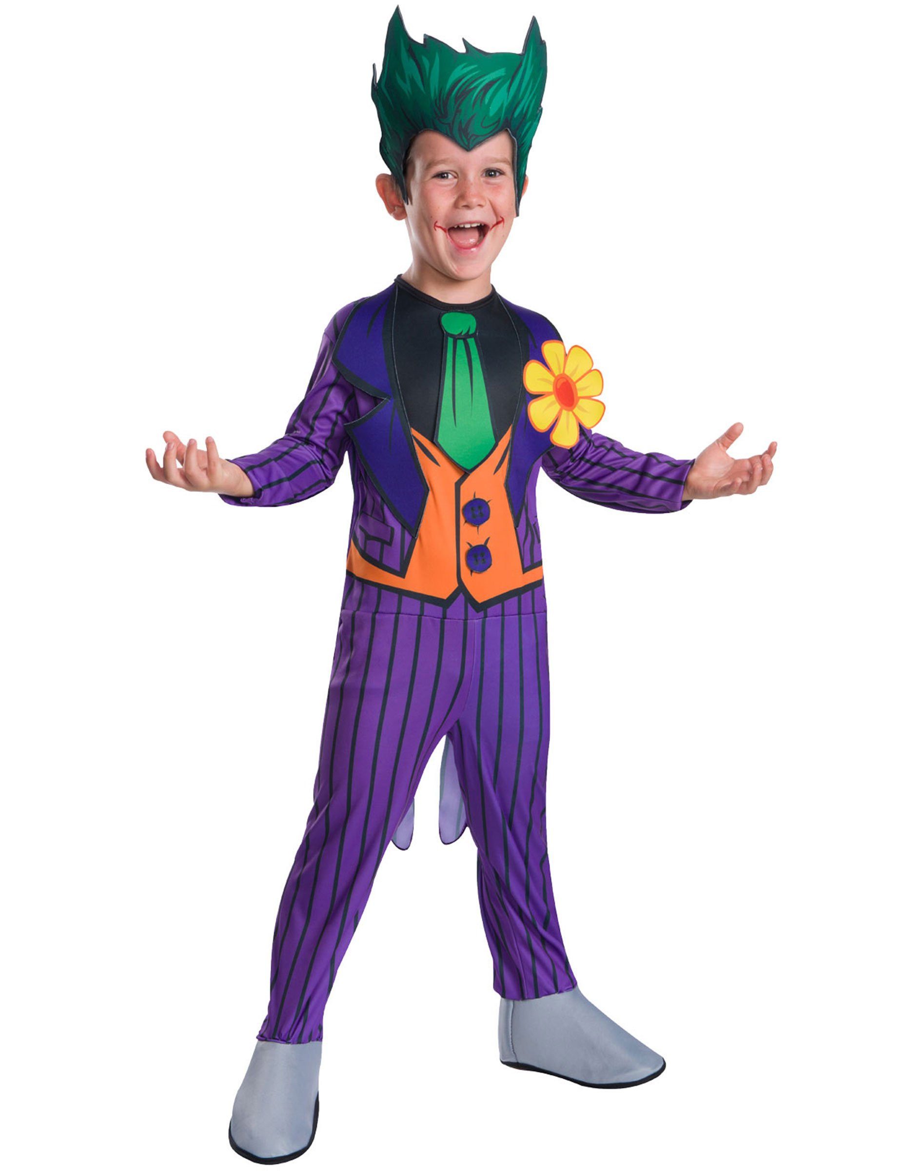 Kostüm Joker-Deluxeverkleidung für Kinder Fasching violett-grün