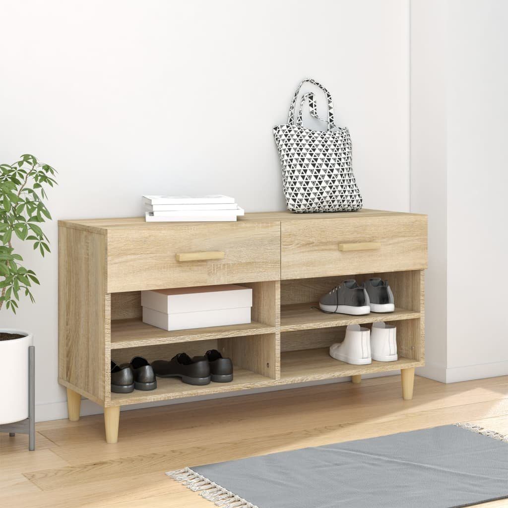 vidaXL Schuhregal Schuhschrank Sonoma-Eiche 102x35x55 cm Holzwerkstoff, 1-tlg.
