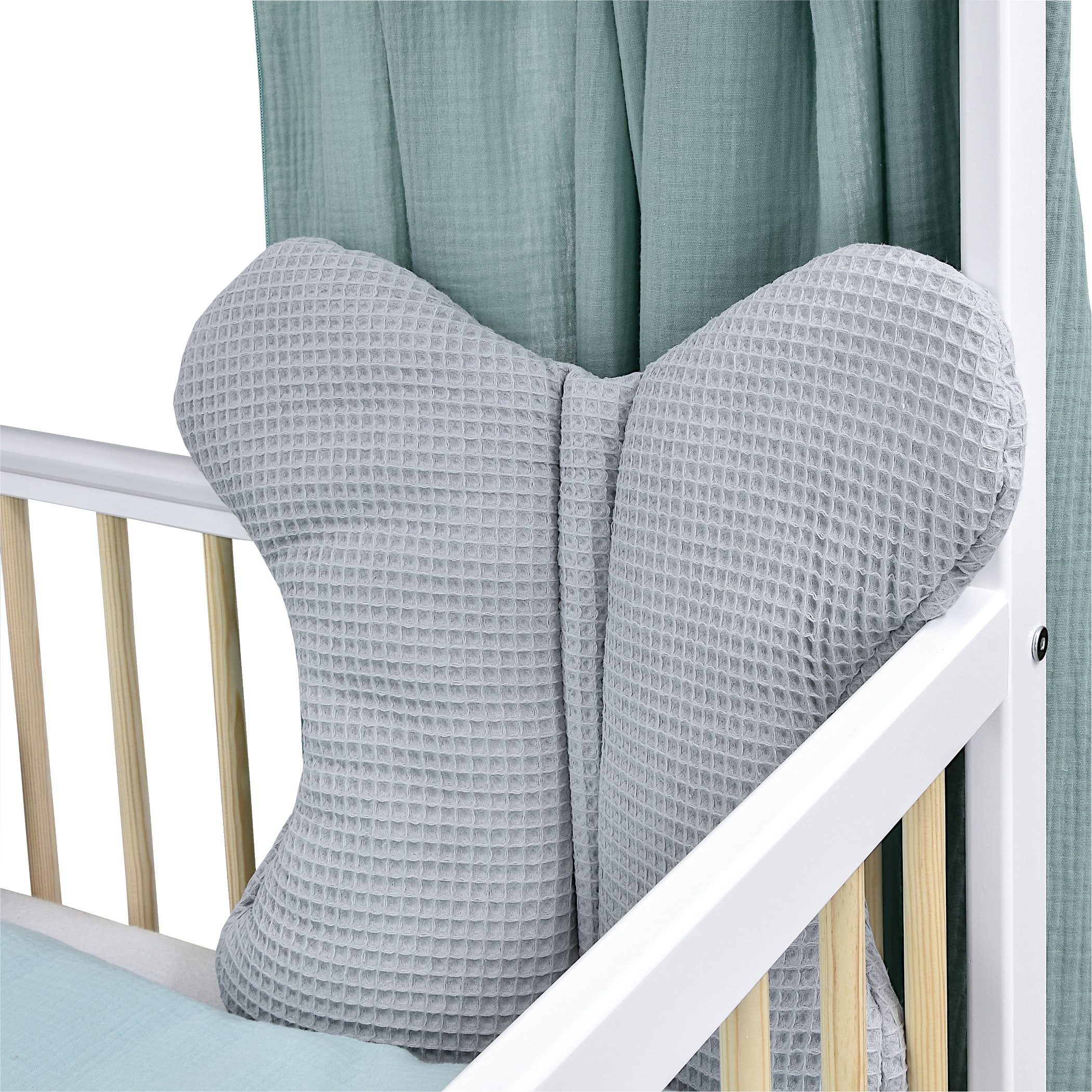 Baby-Delux Komplettbett Hausbett Babybett Komplettset Waffelpique Musselin, 12-tlg., Kinderbett 60x120 cm weiß Natur, Bettset verschiedene Designs