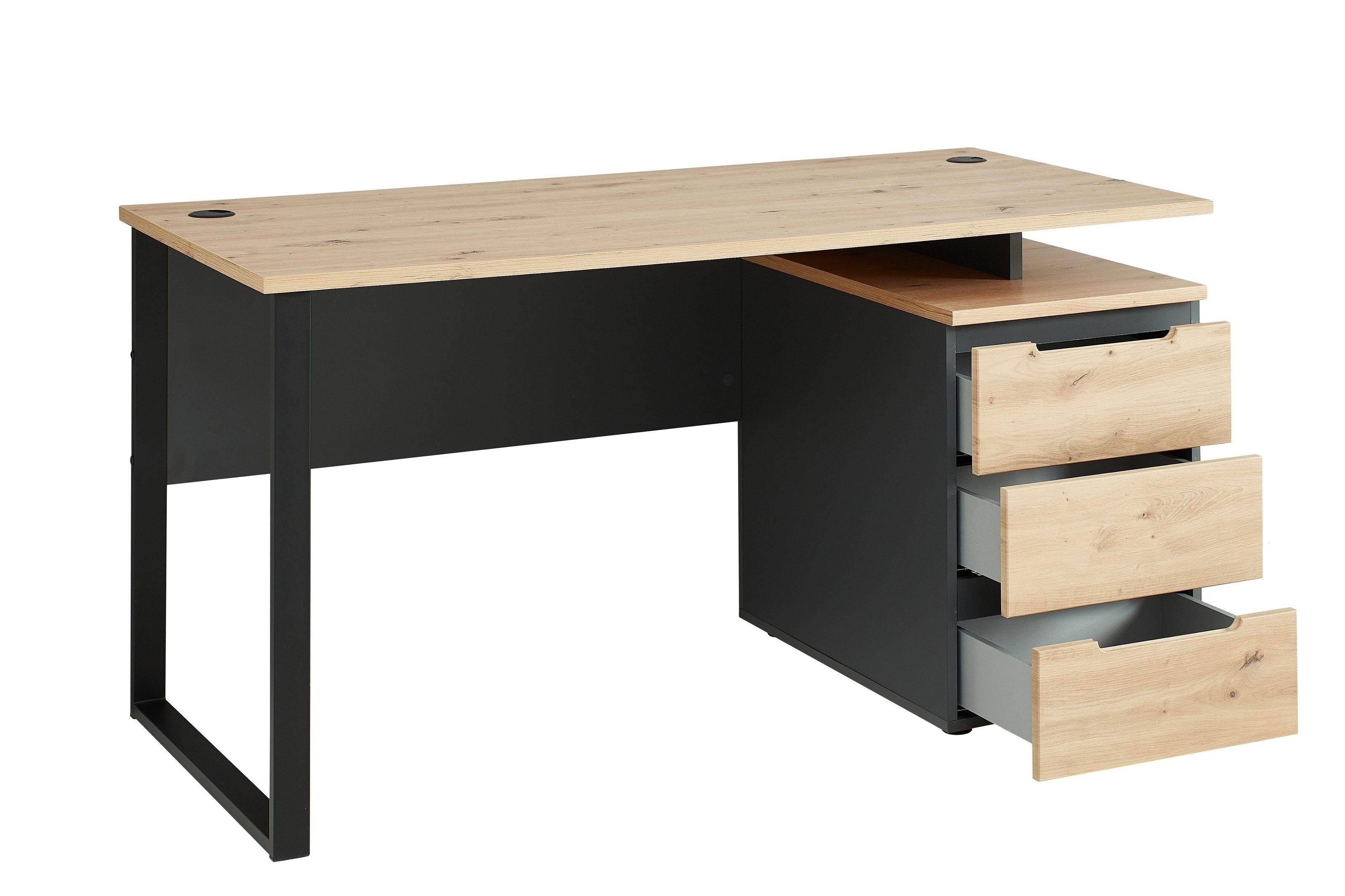 freiraum Schreibtisch Memphis, in Artisan Eiche Dekor / Graphit - 150x77x73 (BxHxT)