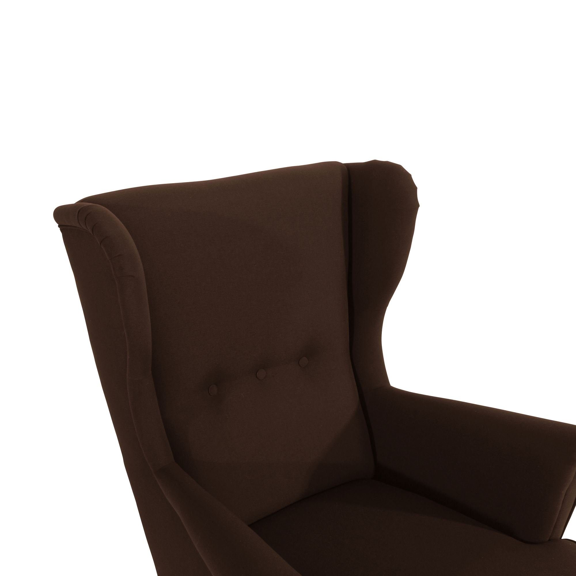 Buche Sitz inkl. hochwertig Sessel (Sparpreis (Leinenoptik) 58 Versand, Bezug Kessel 1-St), Kallista Flachgewebe verarbeitet,bequemer Ohrenbackensessel schwa aufm Kostenlosem