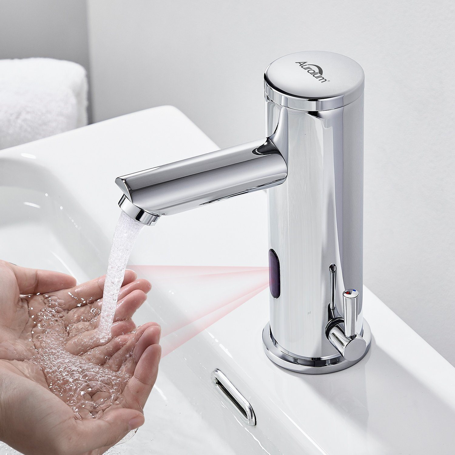 Auralum Küchenarmatur Waschtischarmatur Infrarot Sensor Wasserhahn  Automatik Badarmatur