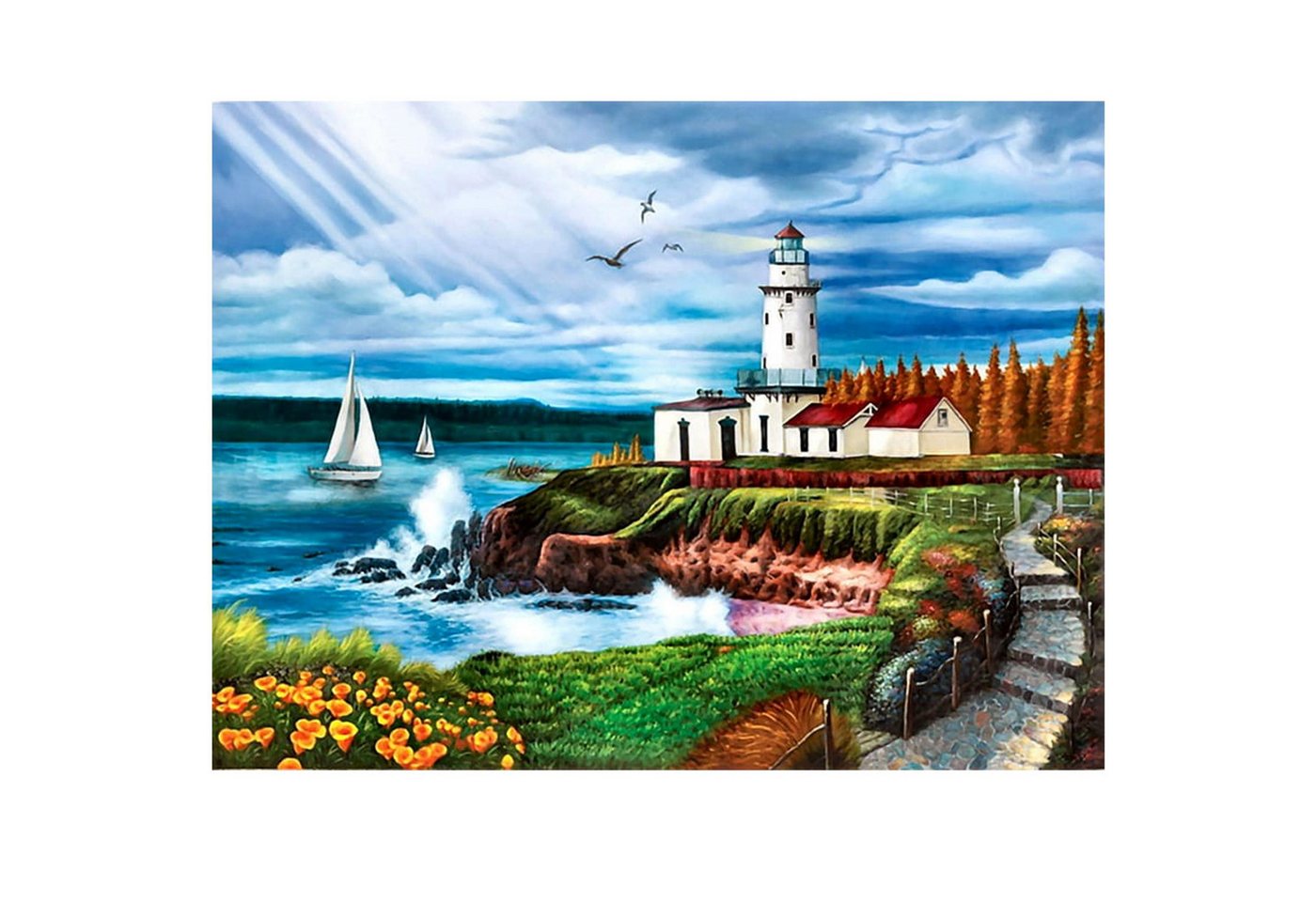 Thumbnail - LaCute Malen nach Zahlen Leuchtturm Malset – Kreatives Malen nach Zahlen mit Rahmen 30x40cm (Komplettes Malset: Kreative...