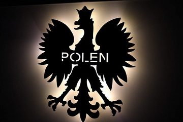 LEON FOLIEN Dekofigur Polen Adler - polnische Wappen - Lasergravur LED in Buche #92