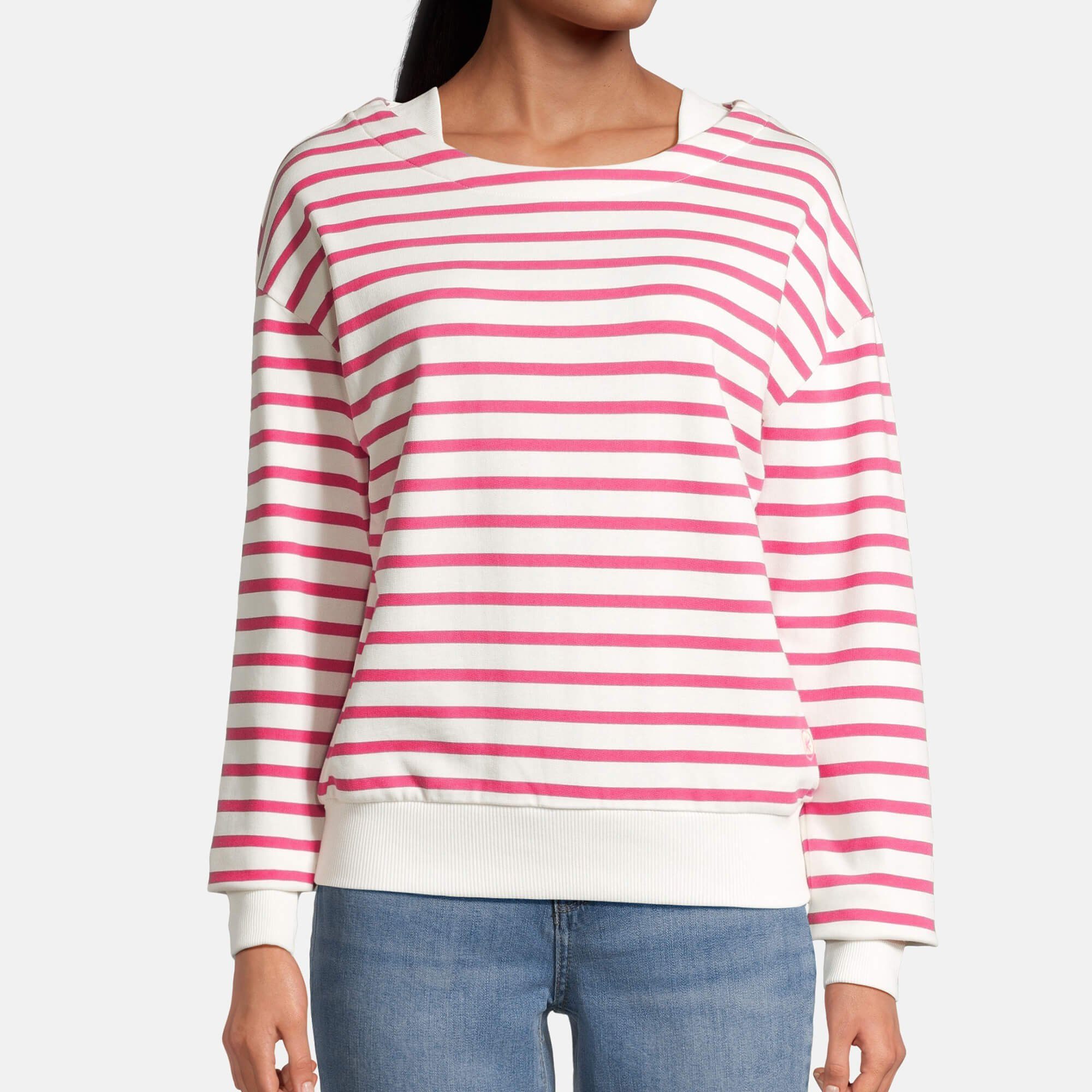 Streifenpullover offwhite Damen pink mit Sweater / Boatneck-Ausschnitt Laff und Pullover Streifen salzhaut