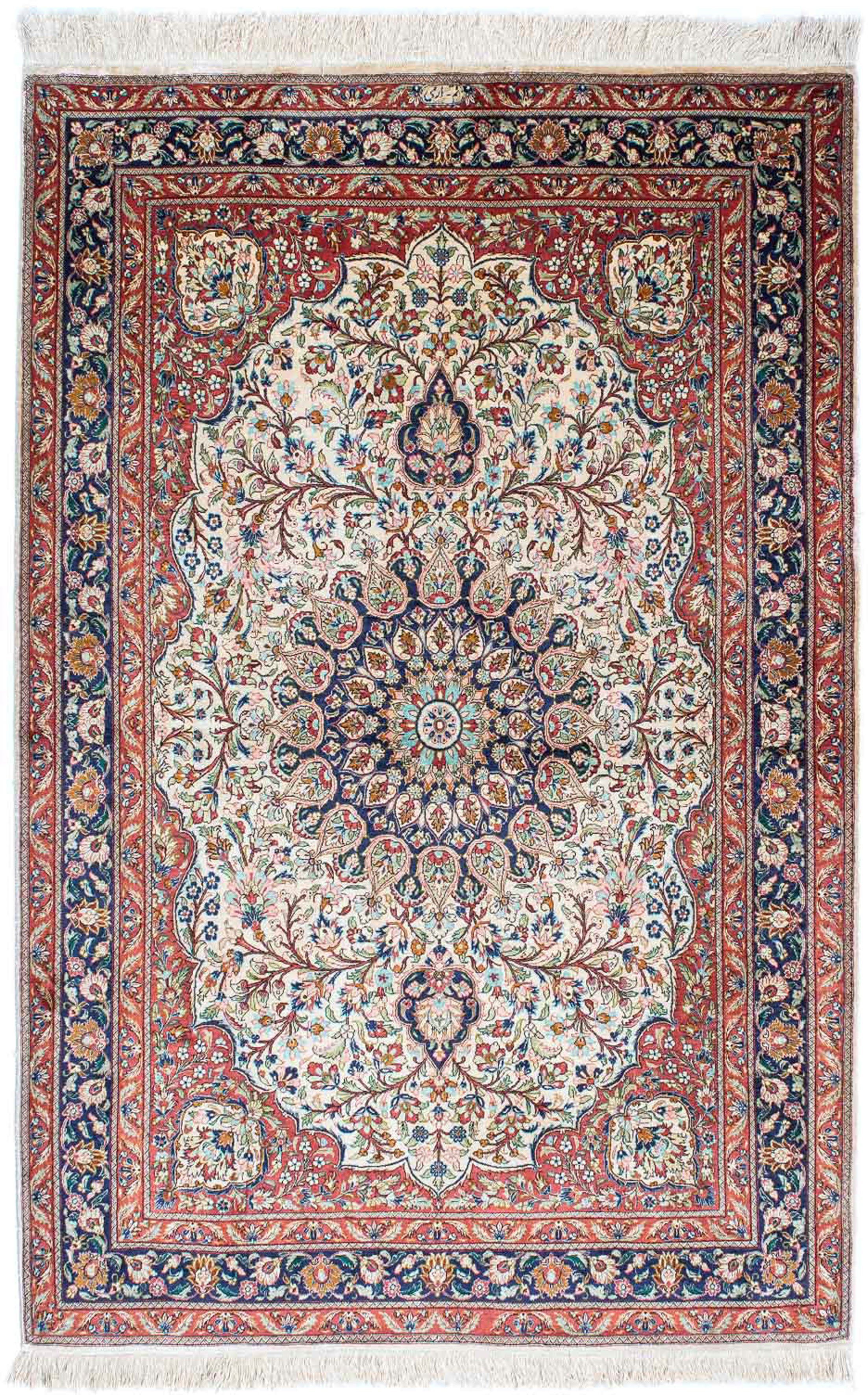Orientteppich Perser - morgenland, mit cm Zertifikat 155 - Einzelstück Handgeknüpft, mm, rechteckig, 10 beige, 104 Ghom - x Wohnzimmer, Höhe