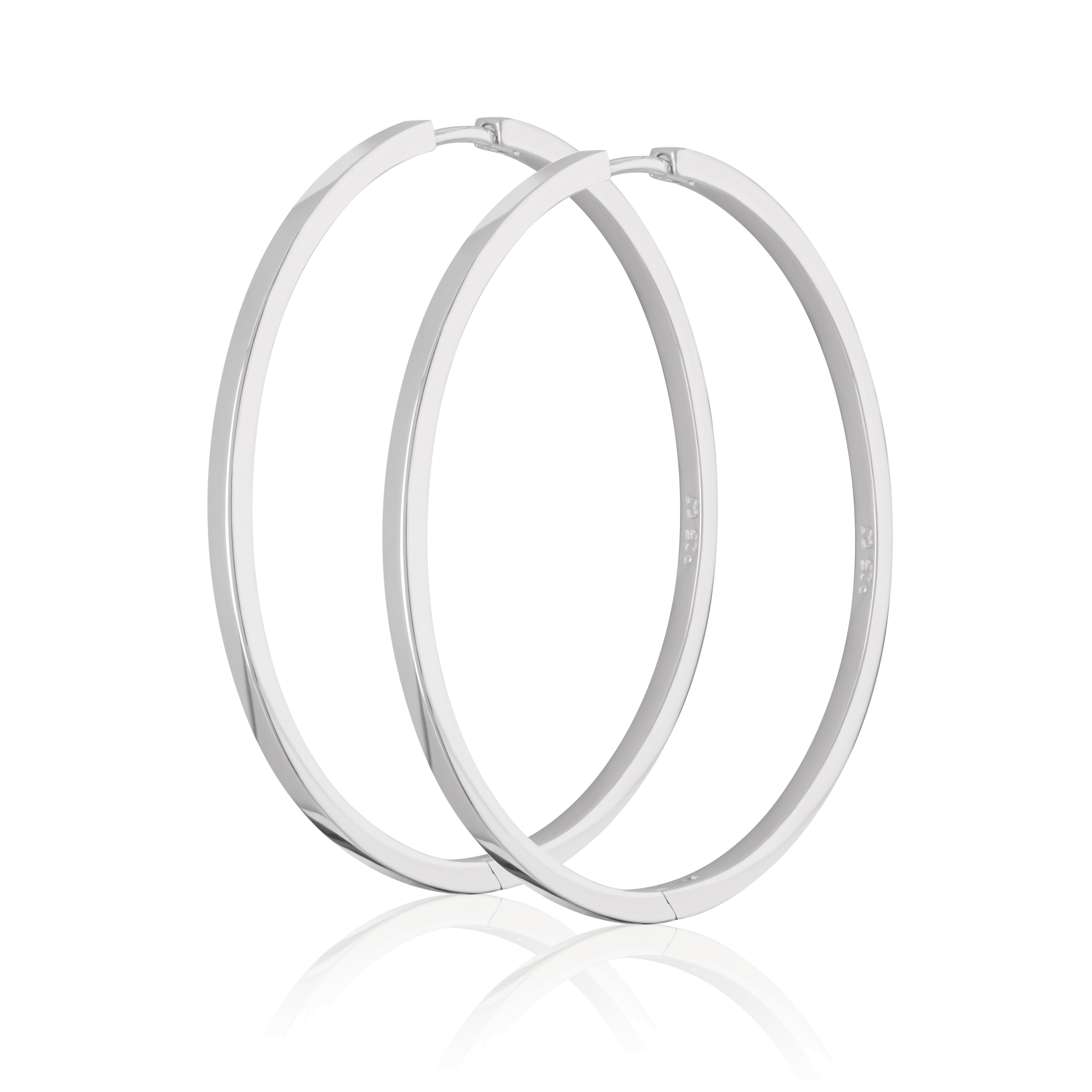 NKlaus Klappcreolen Paar Ø 42mm 925 Sterling Silber Klappcreolen vierk, Anlaufgeschützt