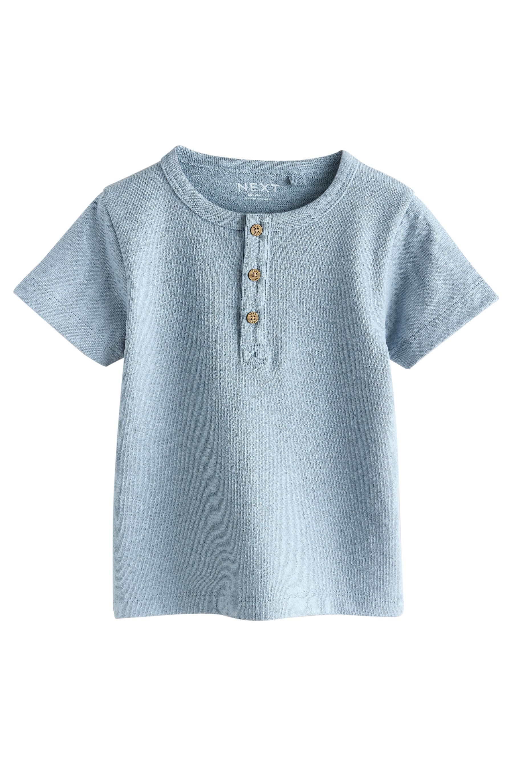 Henleyshirt Kurzarm-T-Shirt mit Henley-Ausschnitt