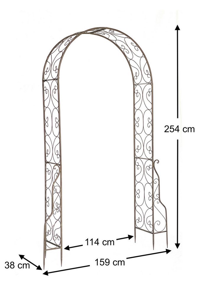 Thumbnail - DanDiBo Rosenbogen Metall 254x159 cm Braun 96025 Torbogen Gartentor Eisen Rankhilfe, Rankgitter Rundbogen ohne Tür