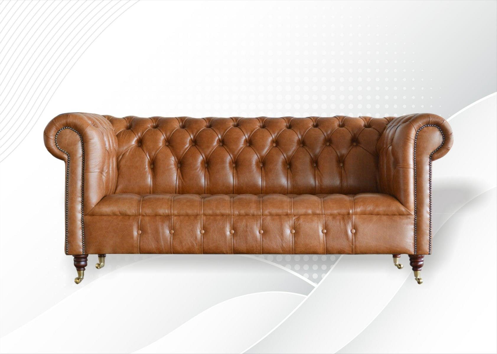 JVmoebel Chesterfield-Sofa, Chesterfield 3 Sitzer Design Sofa Couch 197 cm, Die Rückenlehne mit Knöpfen.