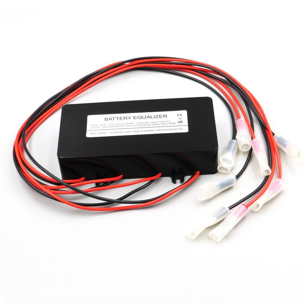 PRIISF Solarmodul Batterie Balancer 4*12V Batterie Equalizer Solar System Autos Booten, Blei Säure Lithium Ionen Lithium Eisen Phosphat usw, (LCD digitalanzeige Anzeige unterstützt Serien, Ladegerät Balance Entlader Protect Equalizer Ladungsausgleicher), Batterie Aktiv Balancer Equaliser 10 Amper HA02 HC02