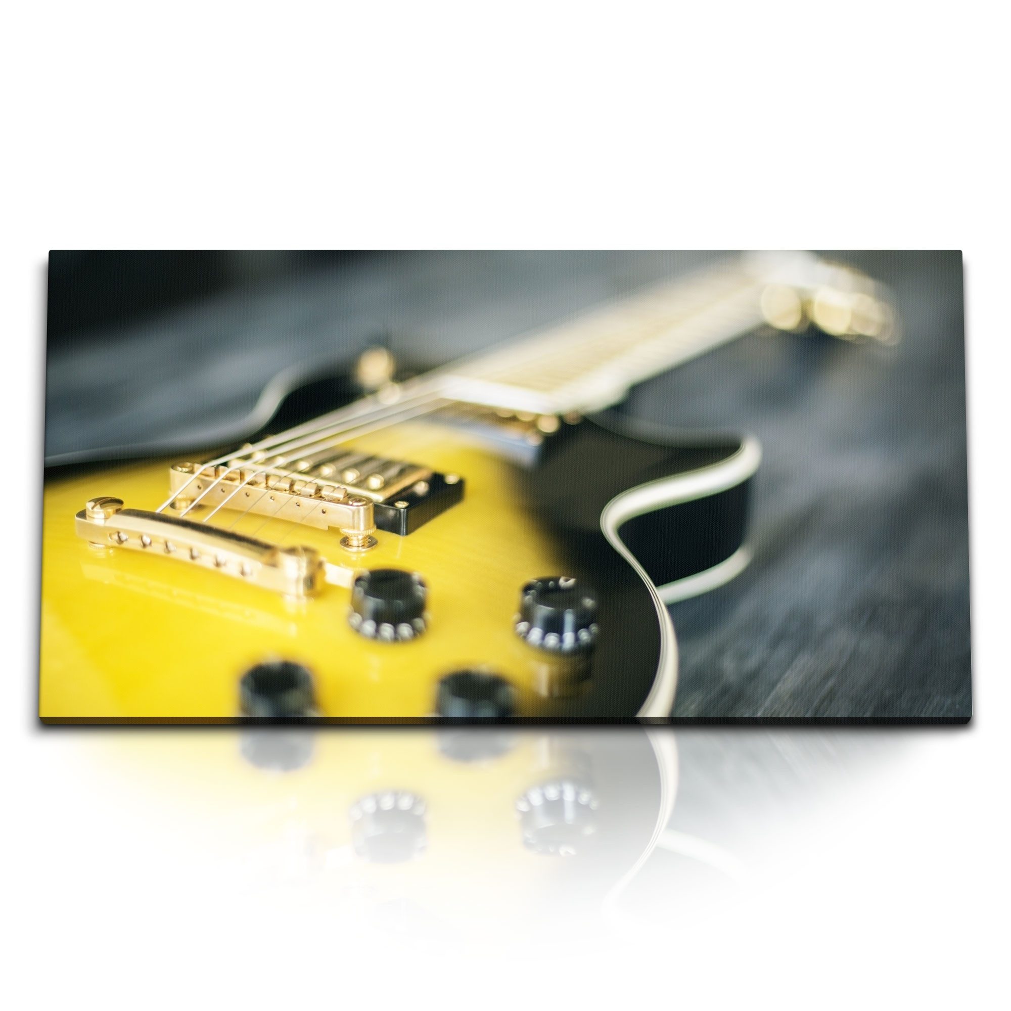 Leinwandbild Kunstdruck Bilder 120x60cm E-Gitarre gelbe Gitarre Musik Rock Musikzim