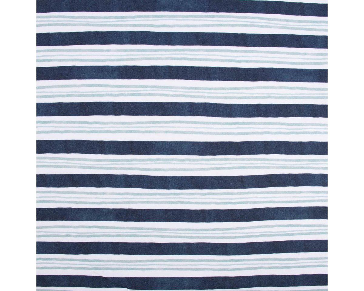 Thumbnail - SCHÖNER LEBEN. Stoff Sweatstoff Digitaldruck STRIPES Streifen weiß dunkelblau mint 1,45m, allergikergeeignet