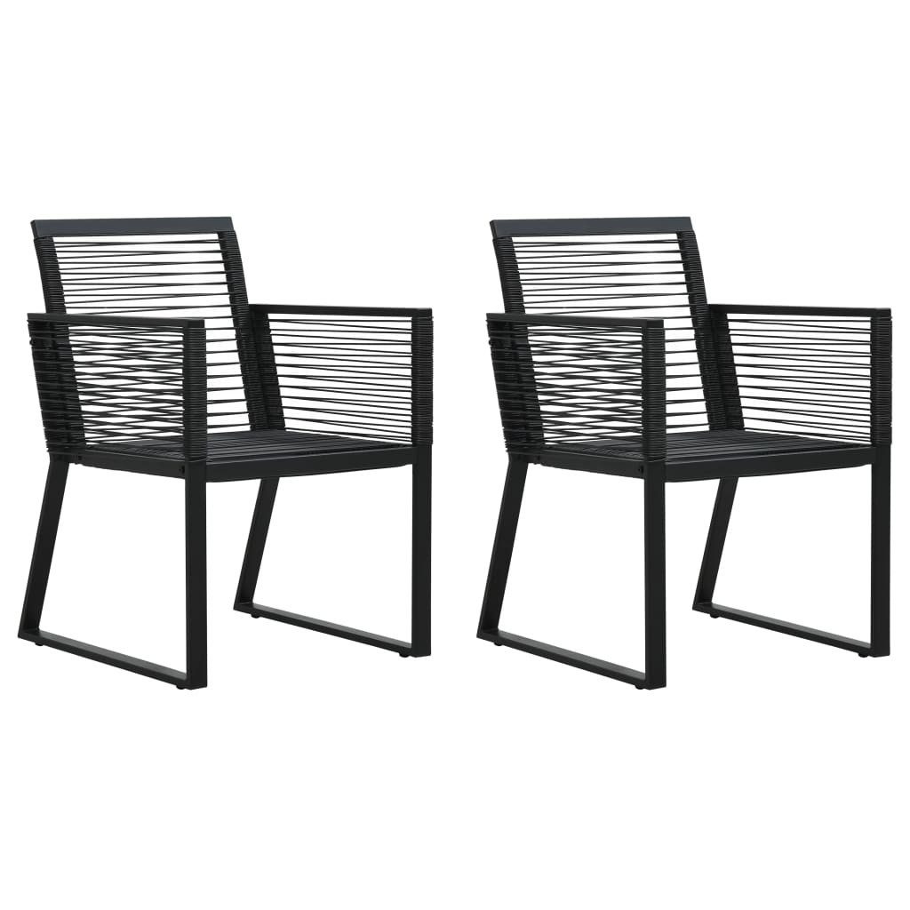 furnicato Gartenstuhl 2er Set Gartenstühle PVC-Rattan 53x57x77 cm Schwarz (2 St), Witterungsbeständige Sitzgruppe, UV-geschützt und ergonomisch geformt