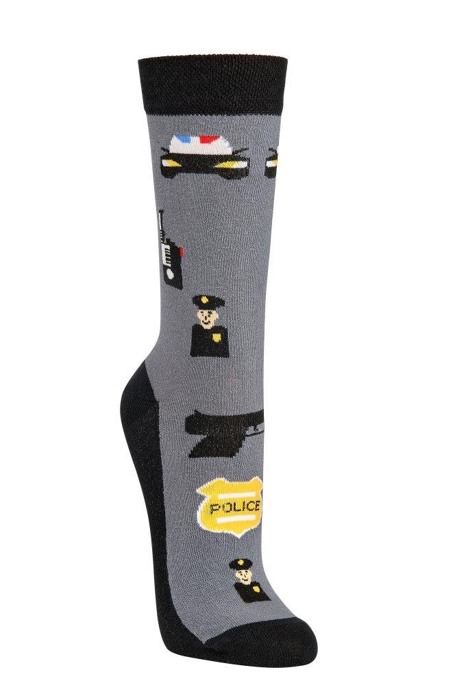 FussFreunde Freizeitsocken 2 Paar Fun Socken, Spaß mit Socken, über 70 Motive, ANTI-LOCH-GARANTIE Police