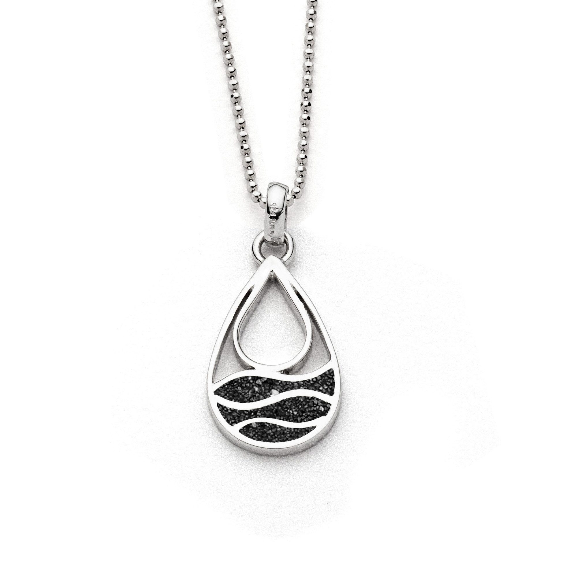 DUR Kette mit Anhänger Halskette Strandwellen K3041 925 Silber Lavasand 45 cm maritime Kette