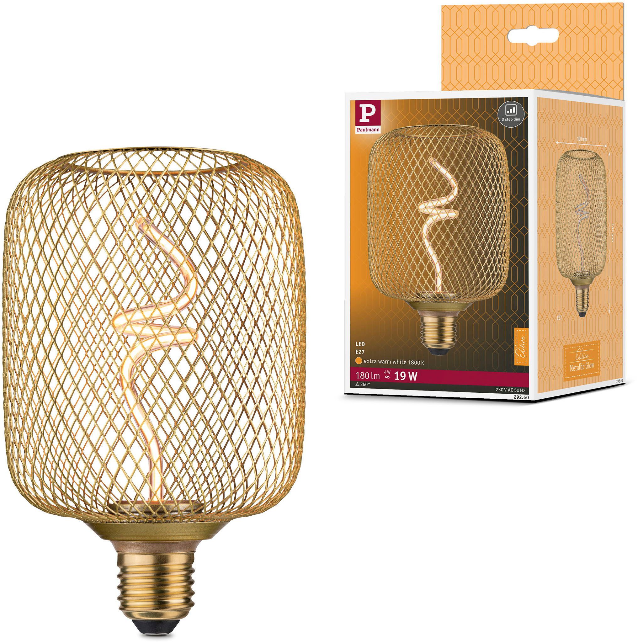 Paulmann LED-Leuchtmittel Metallic Glow Standard 230V LED Leuchtmittel Zyl dimmbar Messing, E27, 1 St.